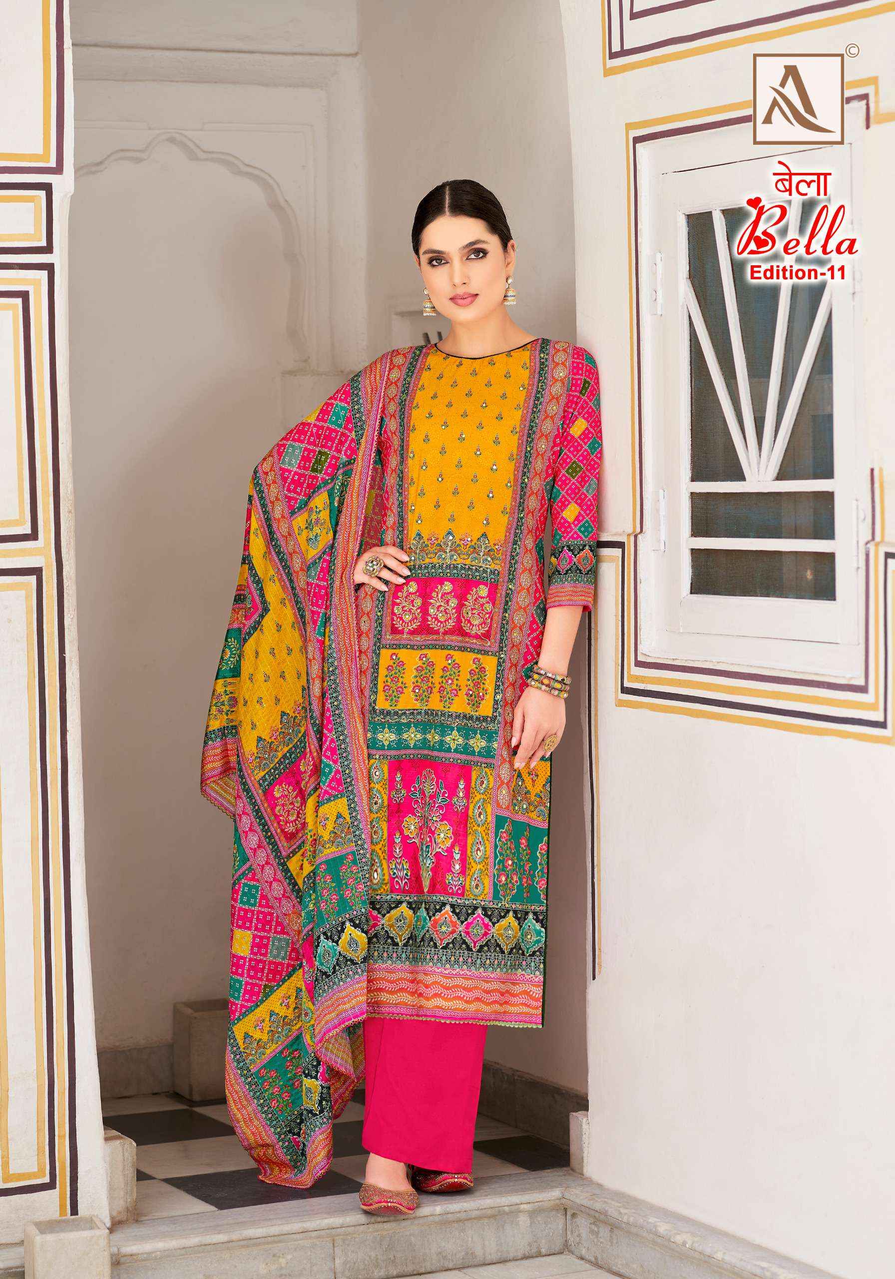 ALOK SUITS BELLA VOL 11 MUSLIN SALWAR KAMEEZ WHOLESALE SURAT ( 6 PCS CATALOG )