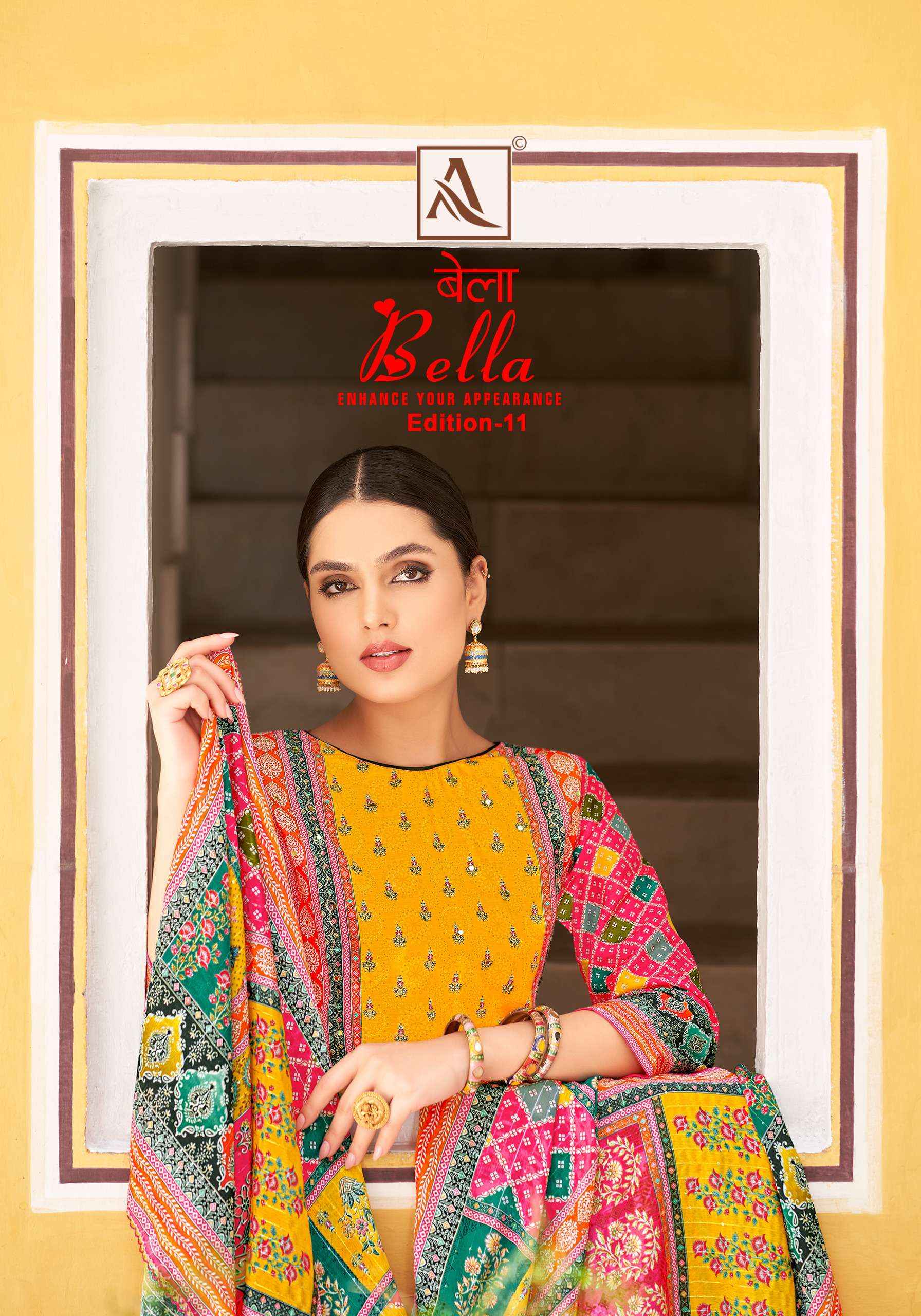 ALOK SUITS BELLA VOL 11 MUSLIN SALWAR KAMEEZ WHOLESALE SURAT ( 6 PCS CATALOG )