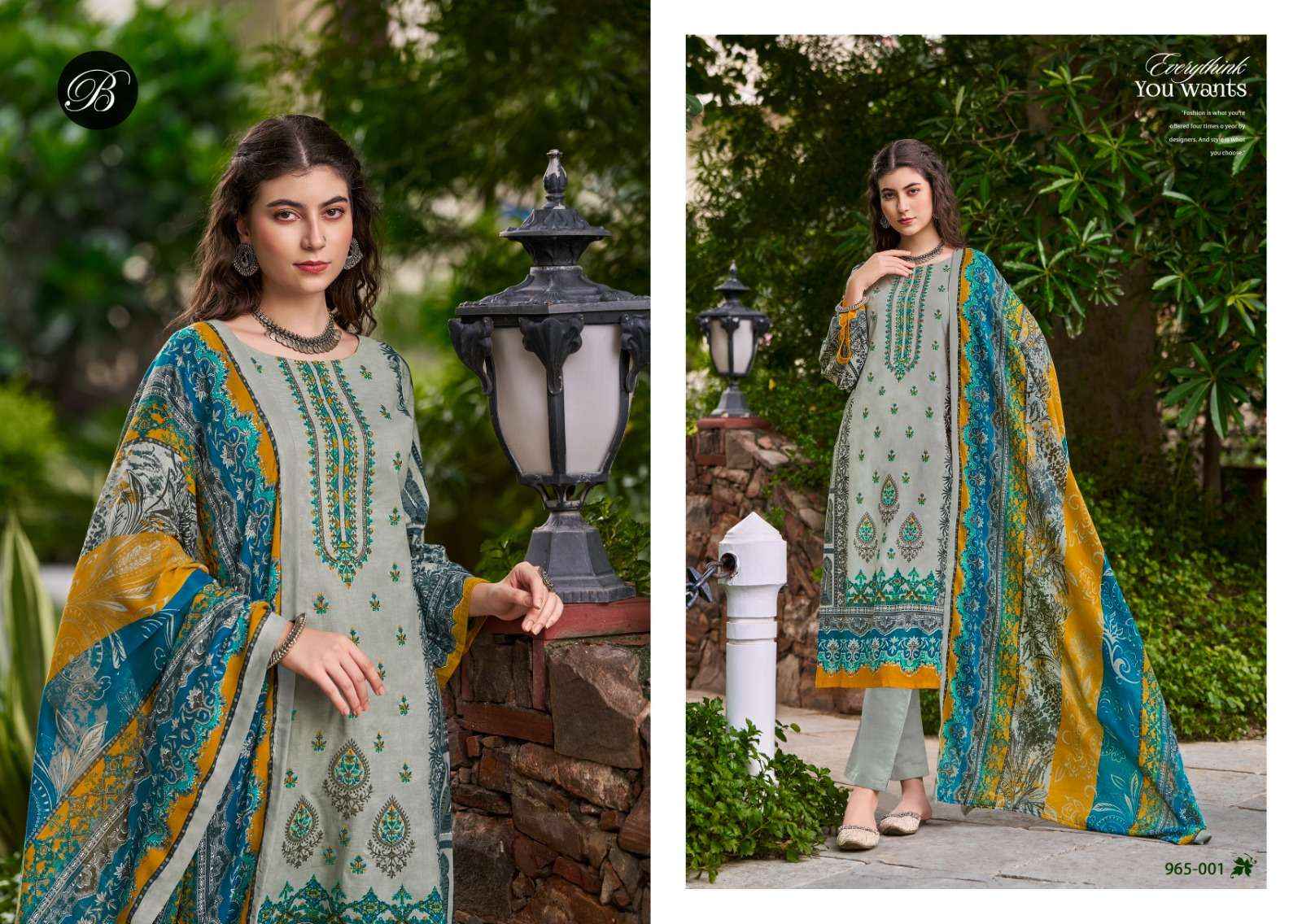 BELLIZA DESIGNER BIN SAEED VOL 7 COTTON WHOLESALE LADIES SUITS ( 8 PCS CATALOG )