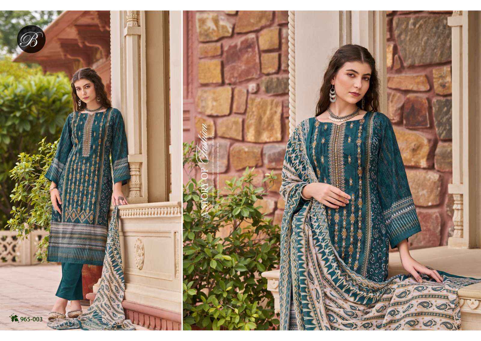 BELLIZA DESIGNER BIN SAEED VOL 7 COTTON WHOLESALE LADIES SUITS ( 8 PCS CATALOG )