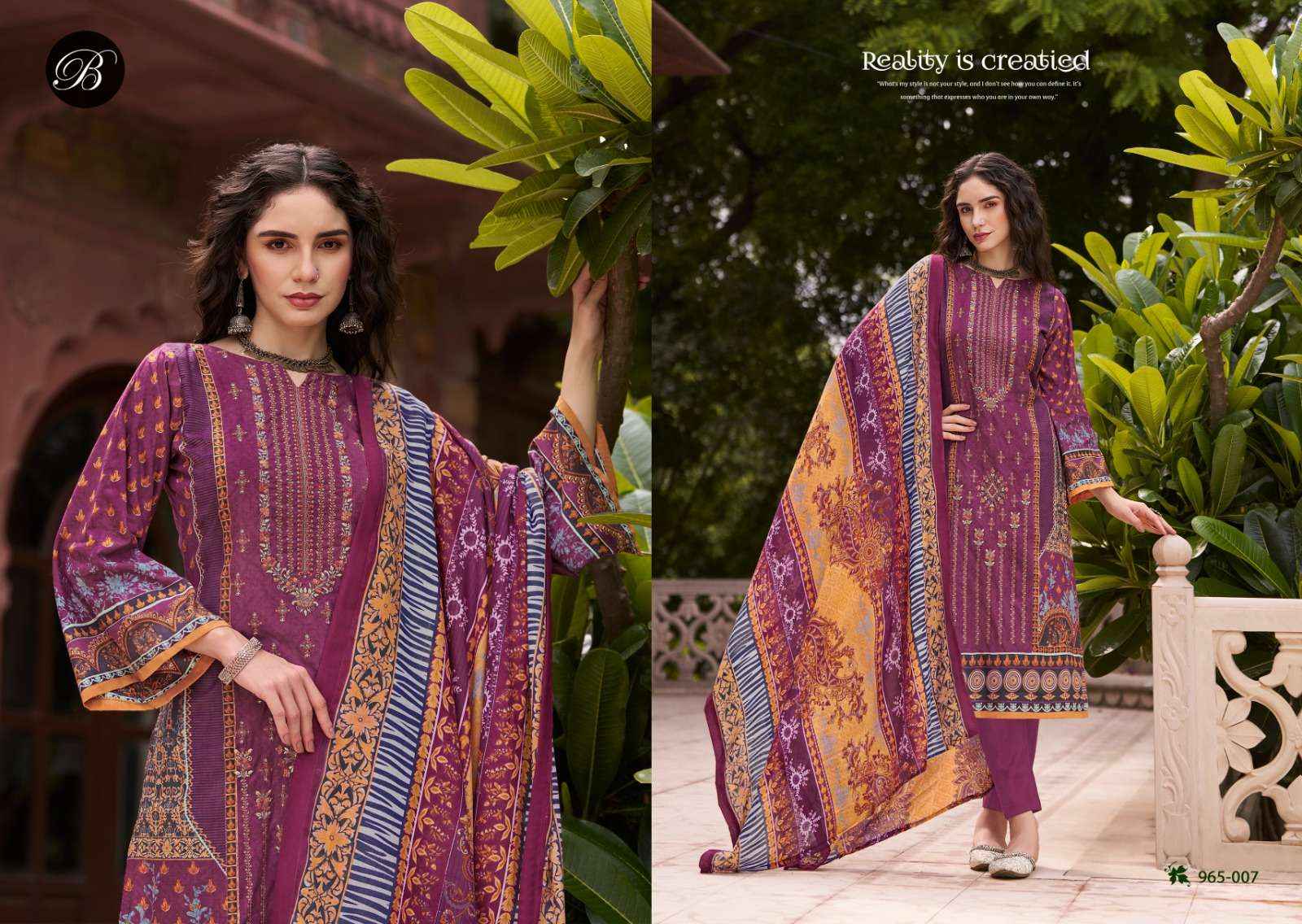 BELLIZA DESIGNER BIN SAEED VOL 7 COTTON WHOLESALE LADIES SUITS ( 8 PCS CATALOG )