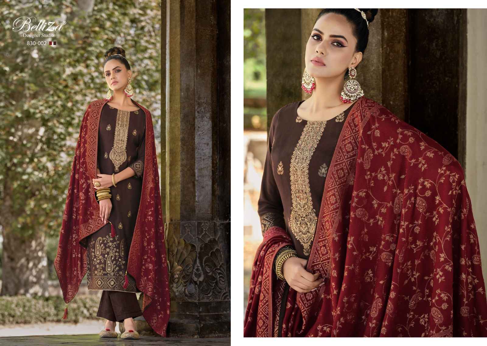 BELLIZA DESIGNER IZHAAR PASHMINA JACQUARD SALWAR KAMEEZ (6 PPCS CATALOG )