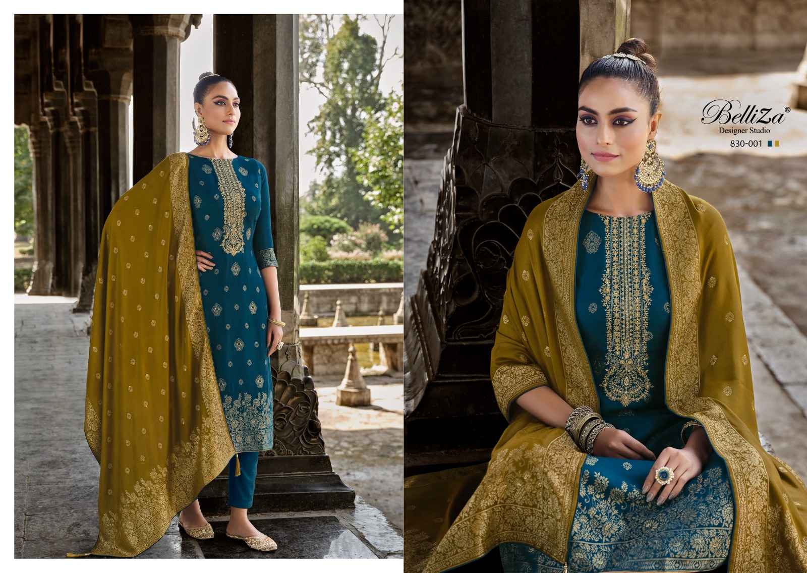 BELLIZA DESIGNER IZHAAR PASHMINA JACQUARD SALWAR KAMEEZ (6 PPCS CATALOG )