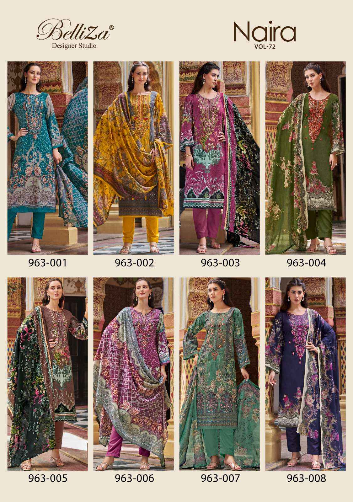 BELLIZA DESIGNER NAIRA VOL 72 WHOLESALE COTTON DESIGNER SUIT ( 8 PCS CATALOG )