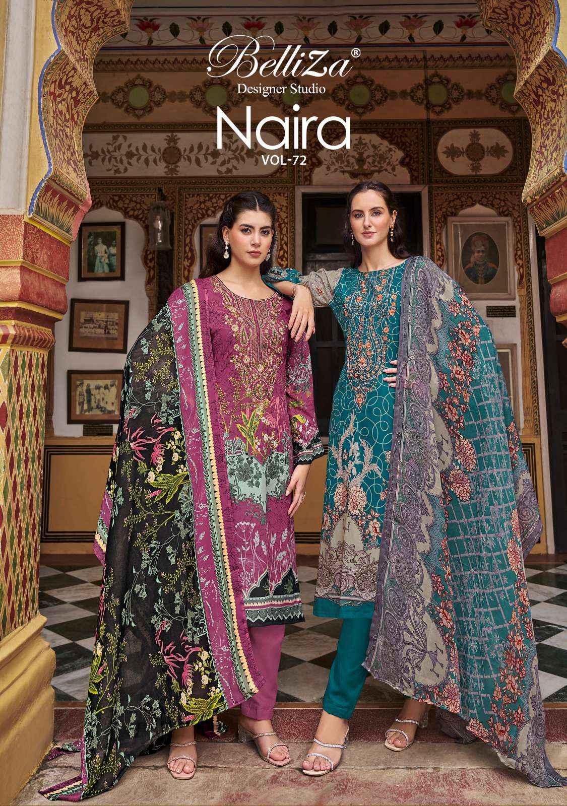 BELLIZA DESIGNER NAIRA VOL 72 WHOLESALE COTTON DESIGNER SUIT ( 8 PCS CATALOG )