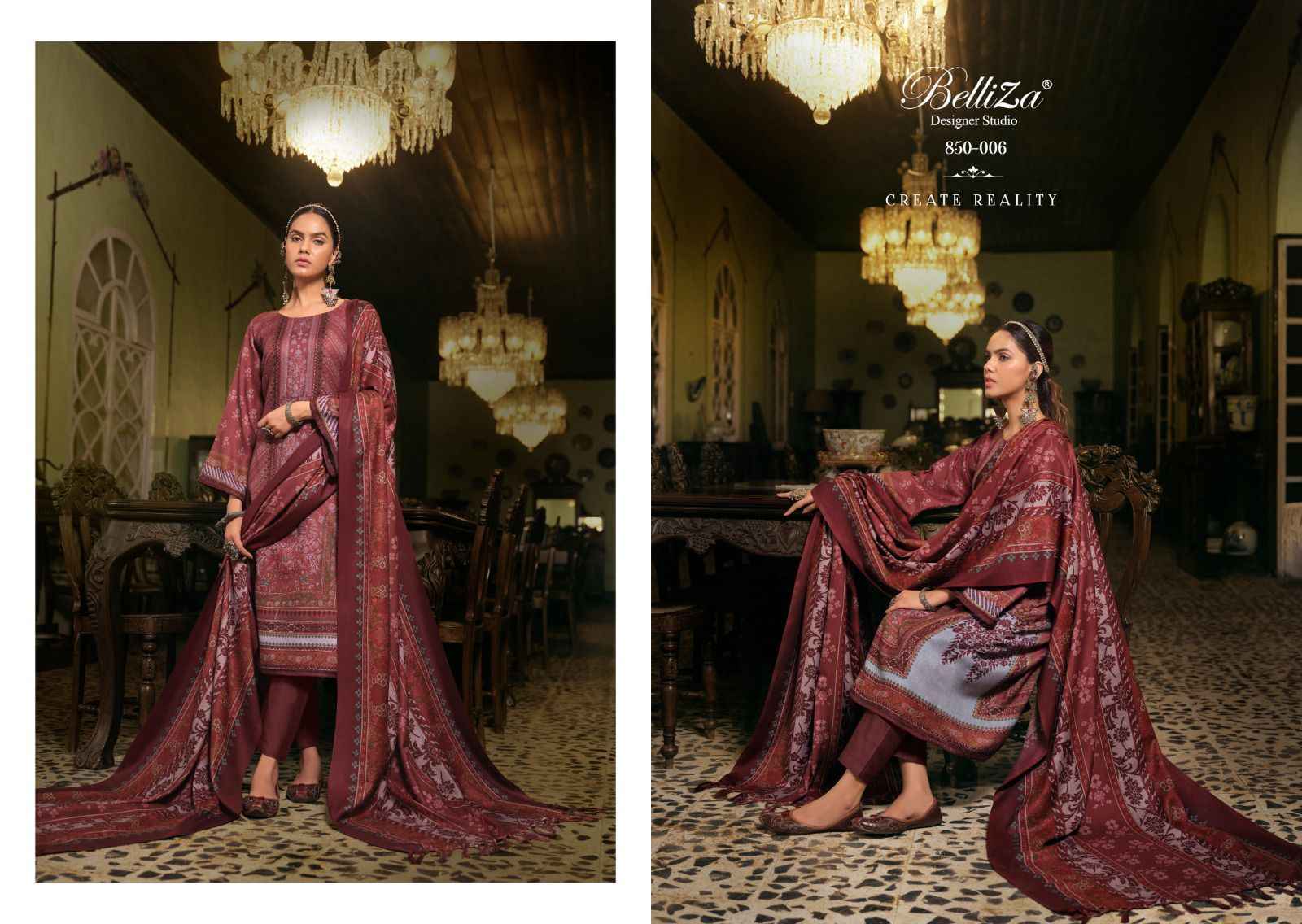 BELLIZA DESIGNER STUDIO QURBAT WOOLEN PASHMINA WINTER WEAR SUIT ( 8 PCS CATALOG )