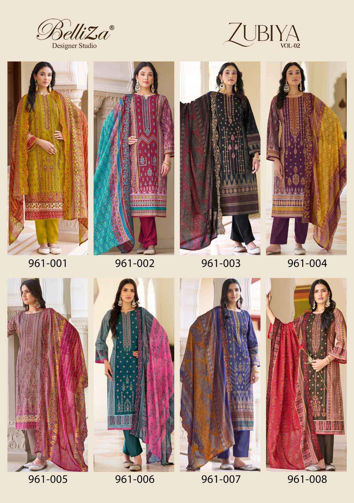 BELLIZA DESIGNER STUDIO ZUBIYA VOL 2 COTTON DRESS MATERIAL ( 8 PCS CATALOG )