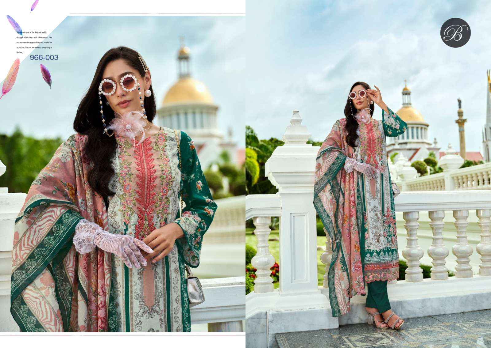 BELLIZA DESIGNER SUITS AL MARINA COTTON DRESS MATERIAL ( 8 PCS CATALOG )