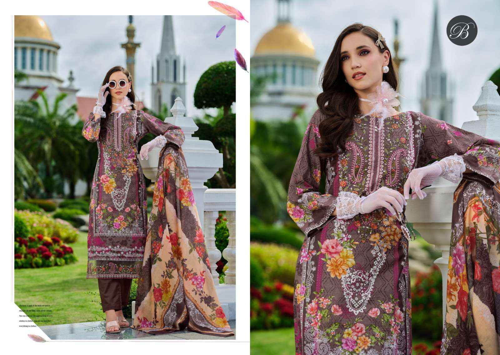 BELLIZA DESIGNER SUITS AL MARINA COTTON DRESS MATERIAL ( 8 PCS CATALOG )