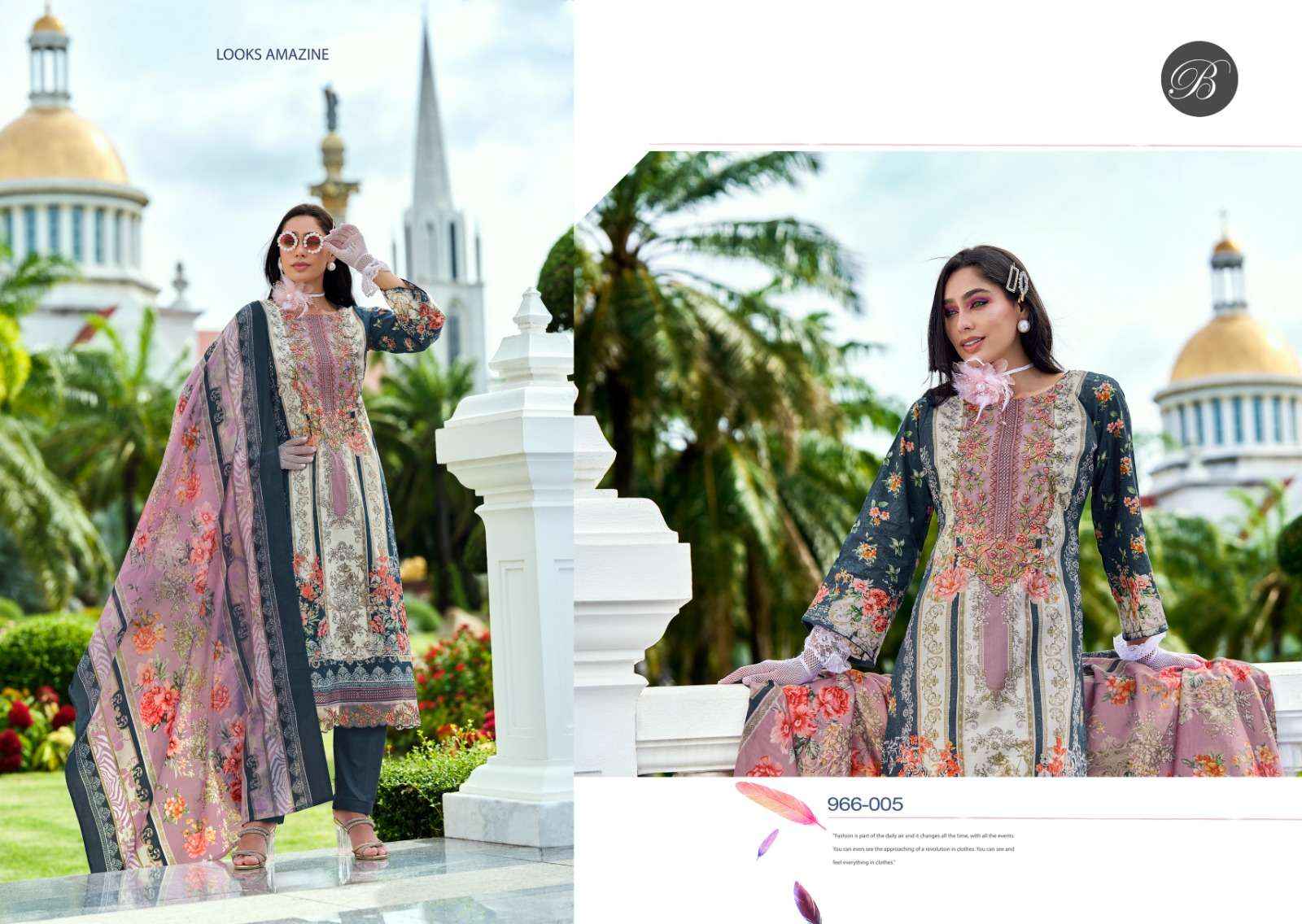 BELLIZA DESIGNER SUITS AL MARINA COTTON DRESS MATERIAL ( 8 PCS CATALOG )