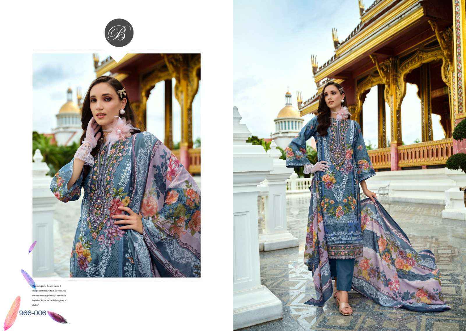 BELLIZA DESIGNER SUITS AL MARINA COTTON DRESS MATERIAL ( 8 PCS CATALOG )