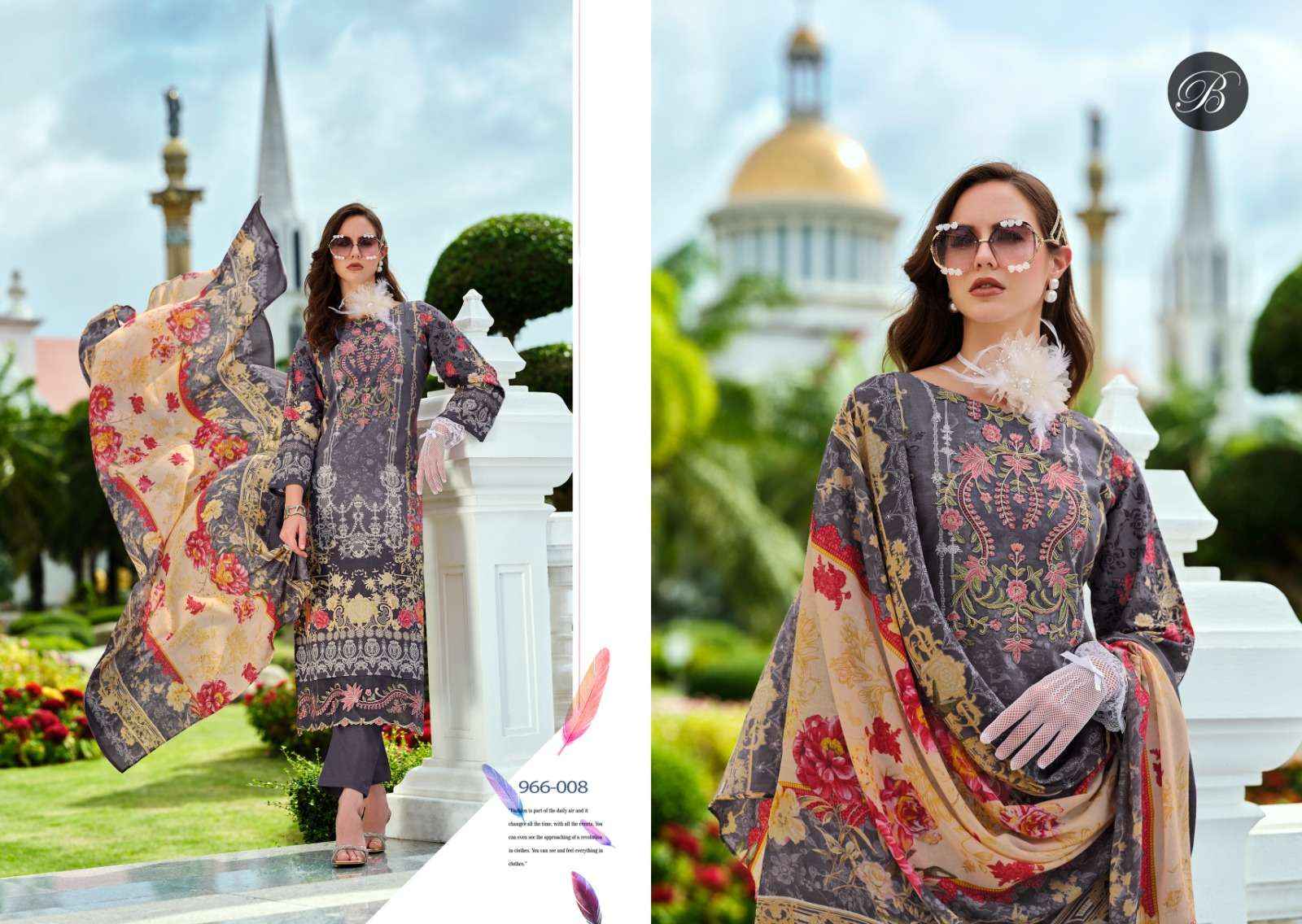 BELLIZA DESIGNER SUITS AL MARINA COTTON DRESS MATERIAL ( 8 PCS CATALOG )