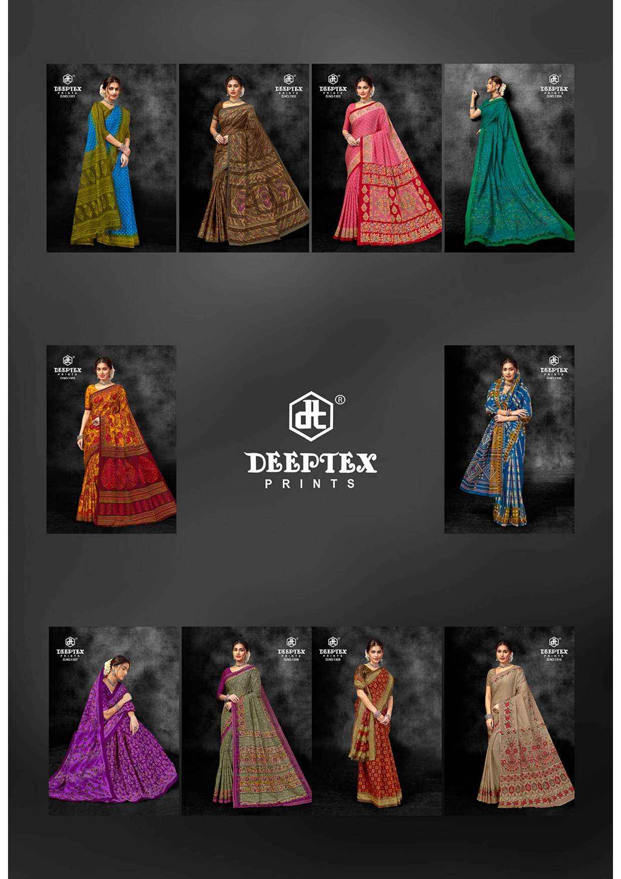 DEEPTEX PRINTS PRIME TIME VOL 13 COTTON PRINTED SAREE ( 10 PCS CATALOG )