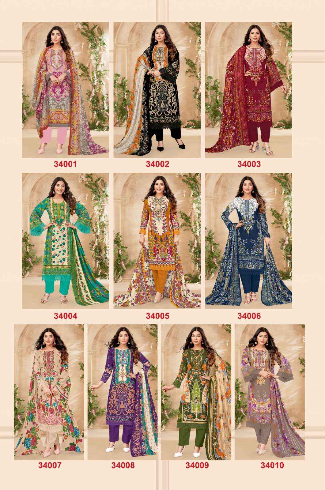 JASH ELLIZA VOL 34 COTTON SALWAR SUIT AT WHOLESALE PRICE ( 10 PCS CATALOG )