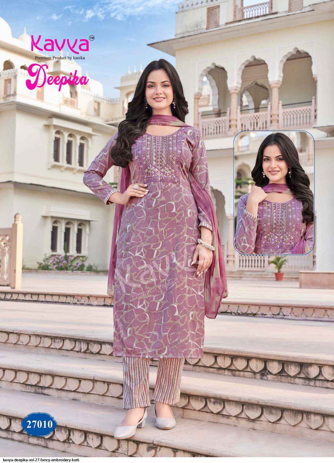 KAVYA DEEPIKA VOL 27 FANCY EMBROIDERY DESIGNER KURTI SET ( 10 PCS CATALOG )