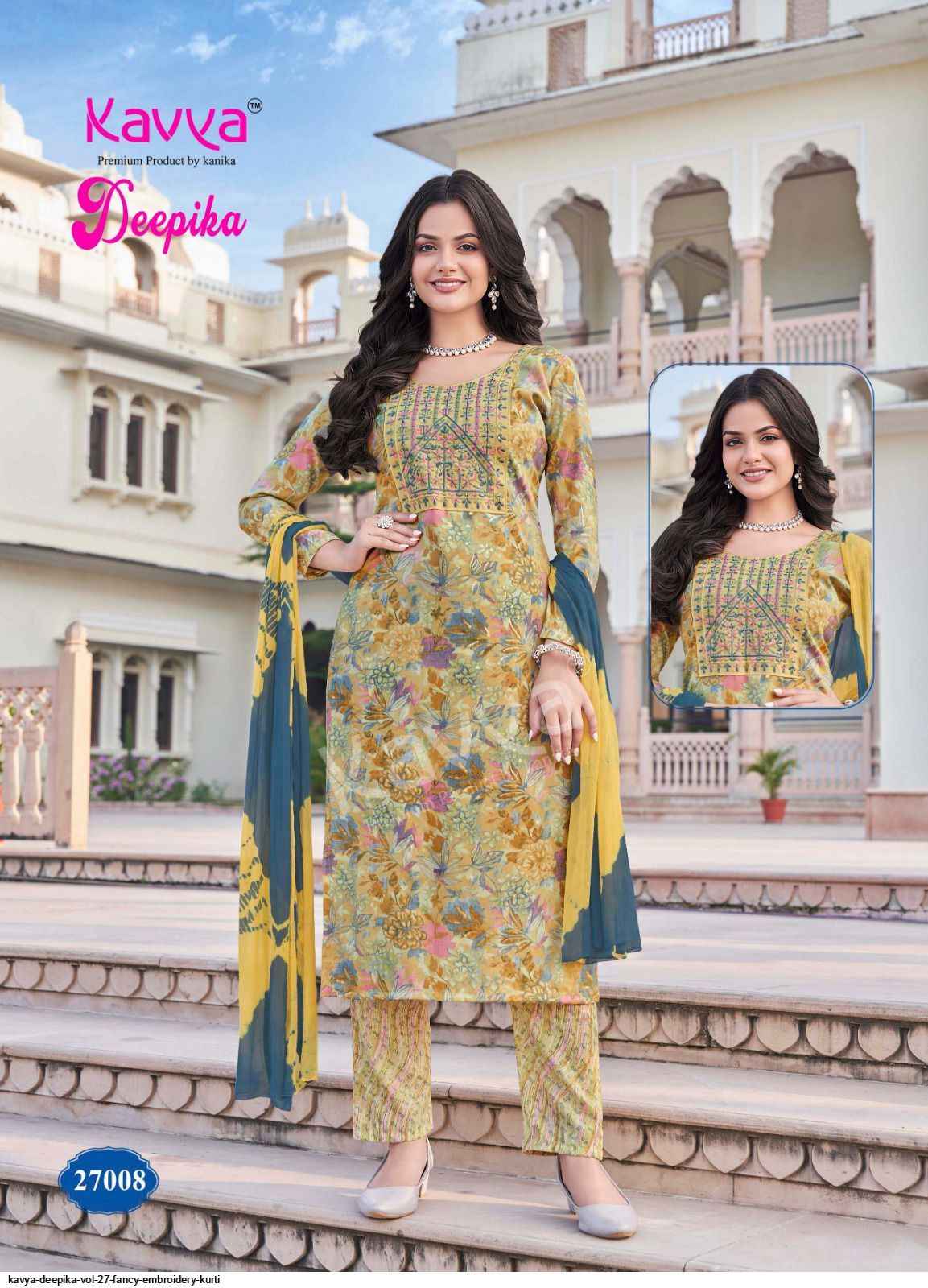 KAVYA DEEPIKA VOL 27 FANCY EMBROIDERY DESIGNER KURTI SET ( 10 PCS CATALOG )