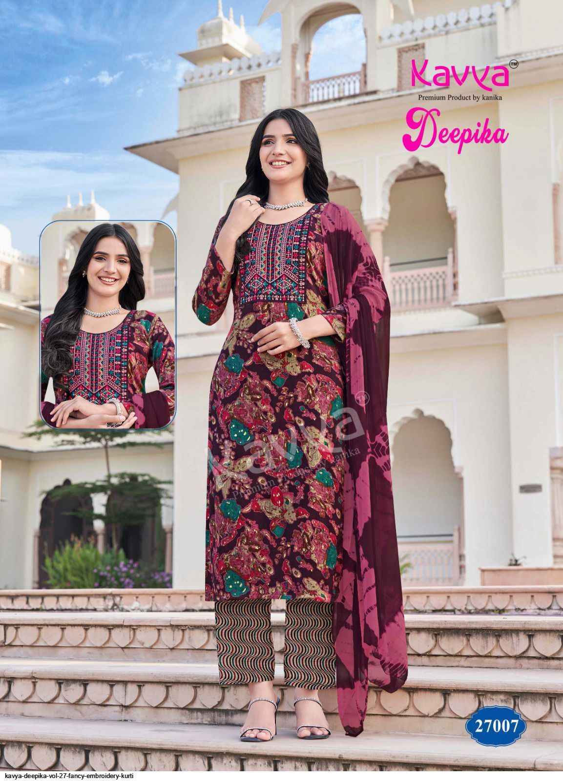 KAVYA DEEPIKA VOL 27 FANCY EMBROIDERY DESIGNER KURTI SET ( 10 PCS CATALOG )