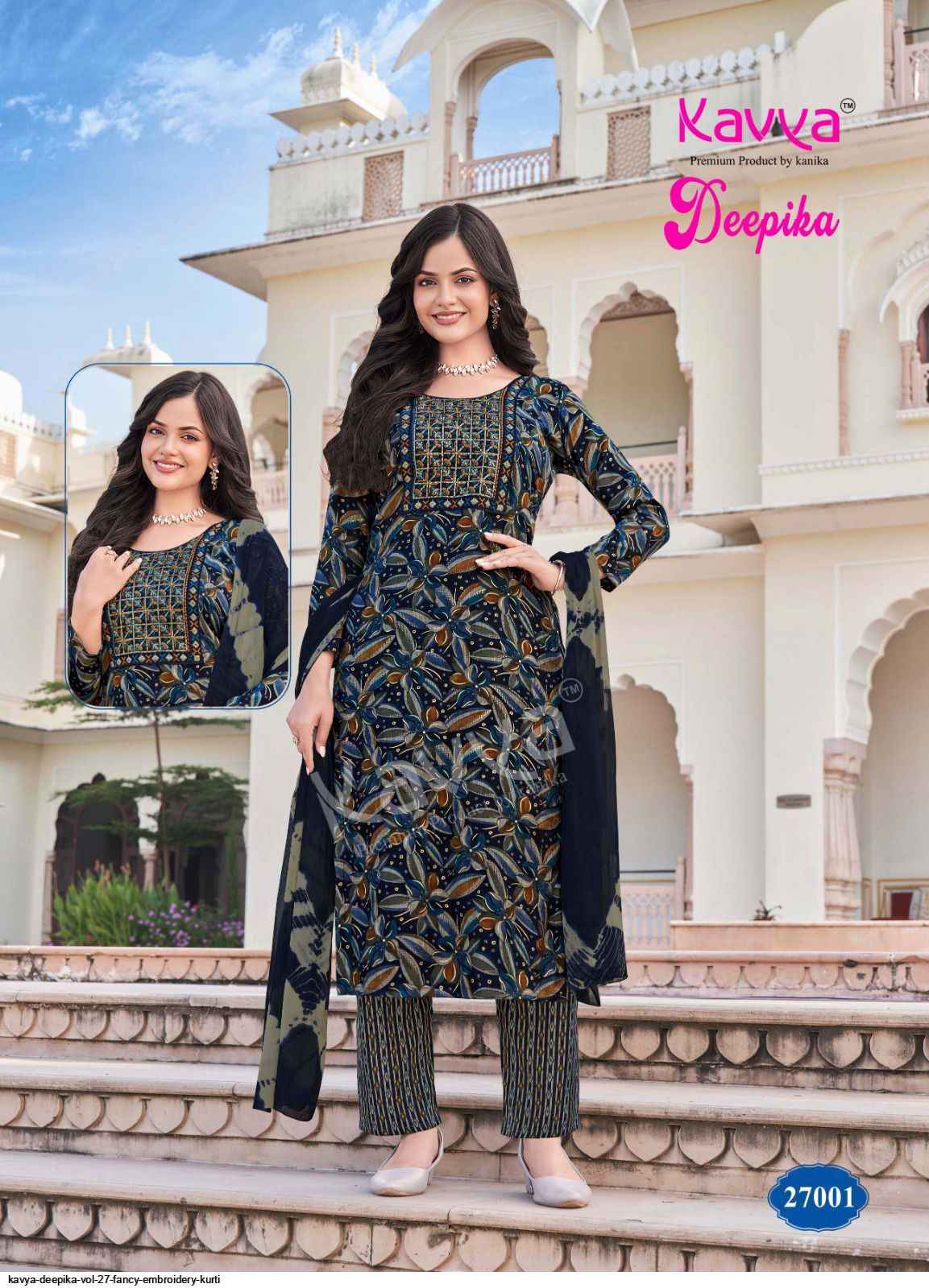 KAVYA DEEPIKA VOL 27 FANCY EMBROIDERY DESIGNER KURTI SET ( 10 PCS CATALOG )