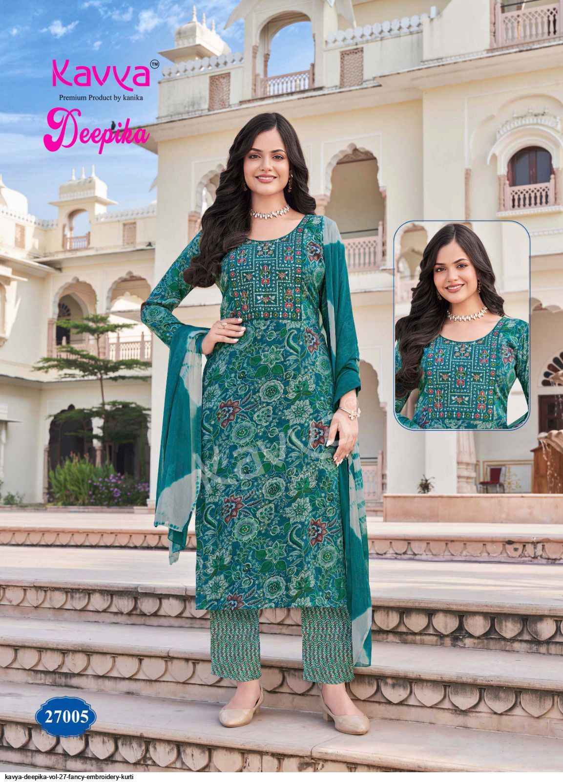 KAVYA DEEPIKA VOL 27 FANCY EMBROIDERY DESIGNER KURTI SET ( 10 PCS CATALOG )