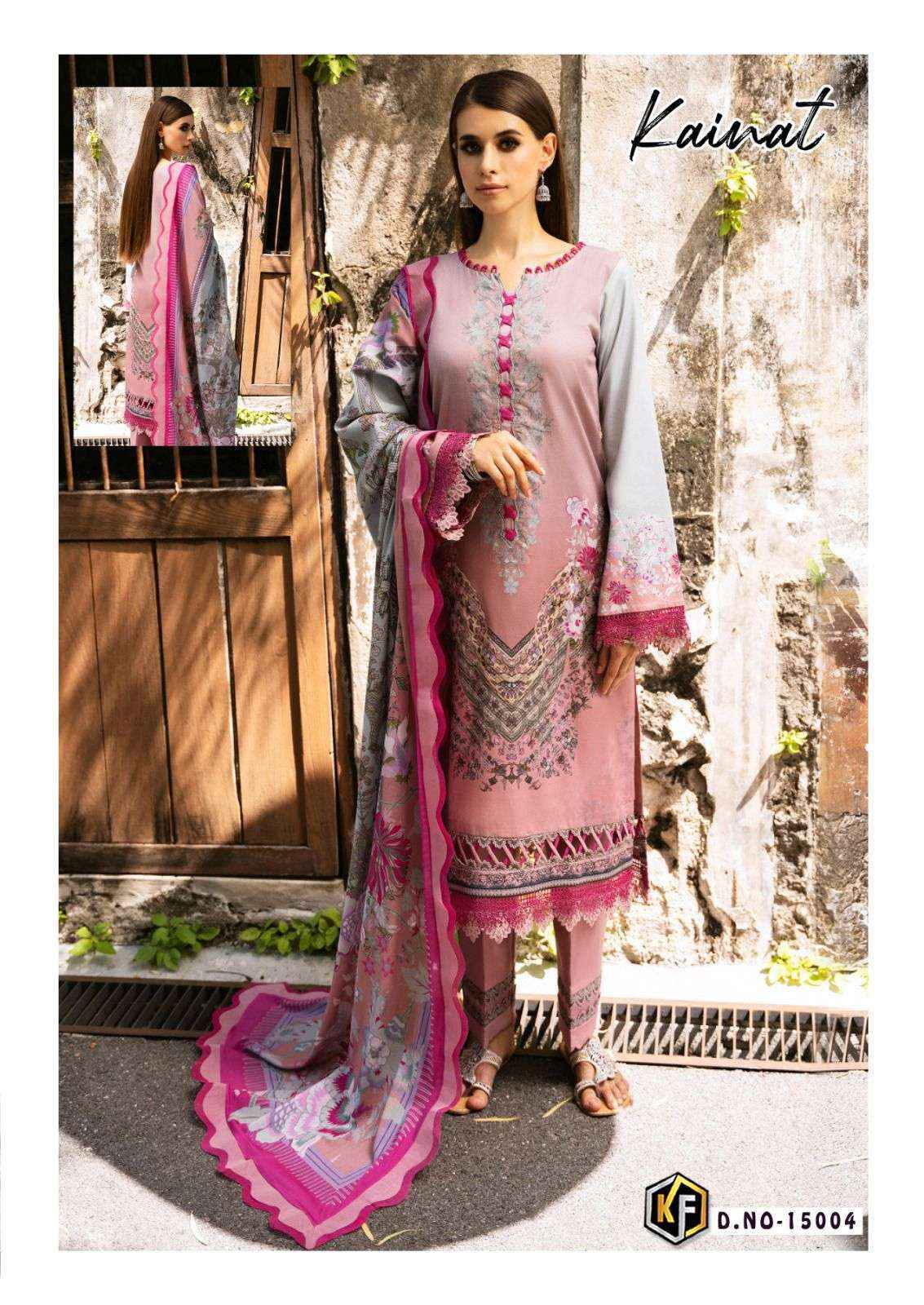 KEVAL FAB KAINAT VOL 15 LAWN COTTON PAKISTANI DRESS MATERIAL ( 6 PCS CATALOG )