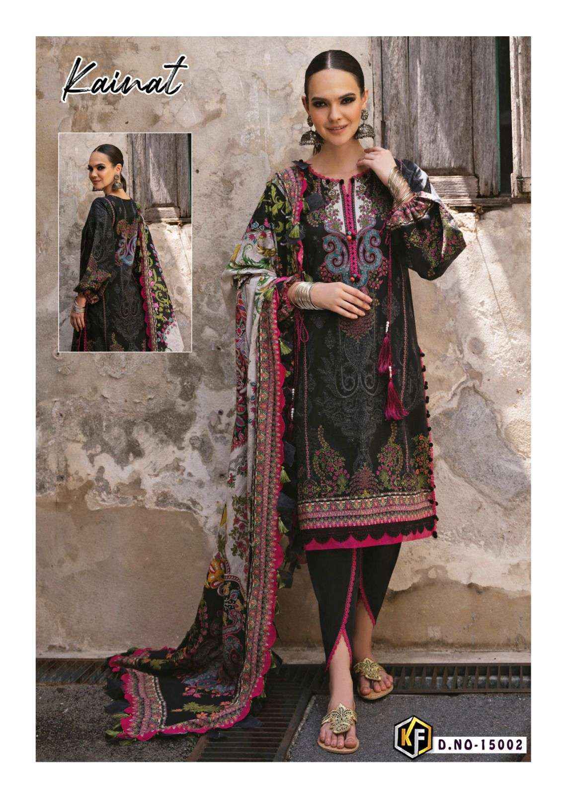 KEVAL FAB KAINAT VOL 15 LAWN COTTON PAKISTANI DRESS MATERIAL ( 6 PCS CATALOG )