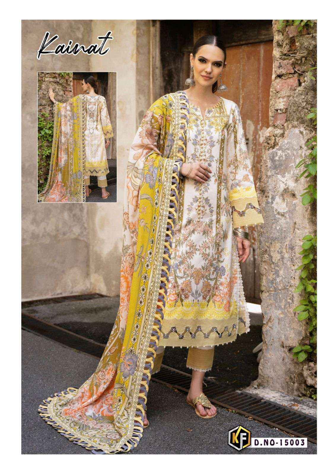 KEVAL FAB KAINAT VOL 15 LAWN COTTON PAKISTANI DRESS MATERIAL ( 6 PCS CATALOG )