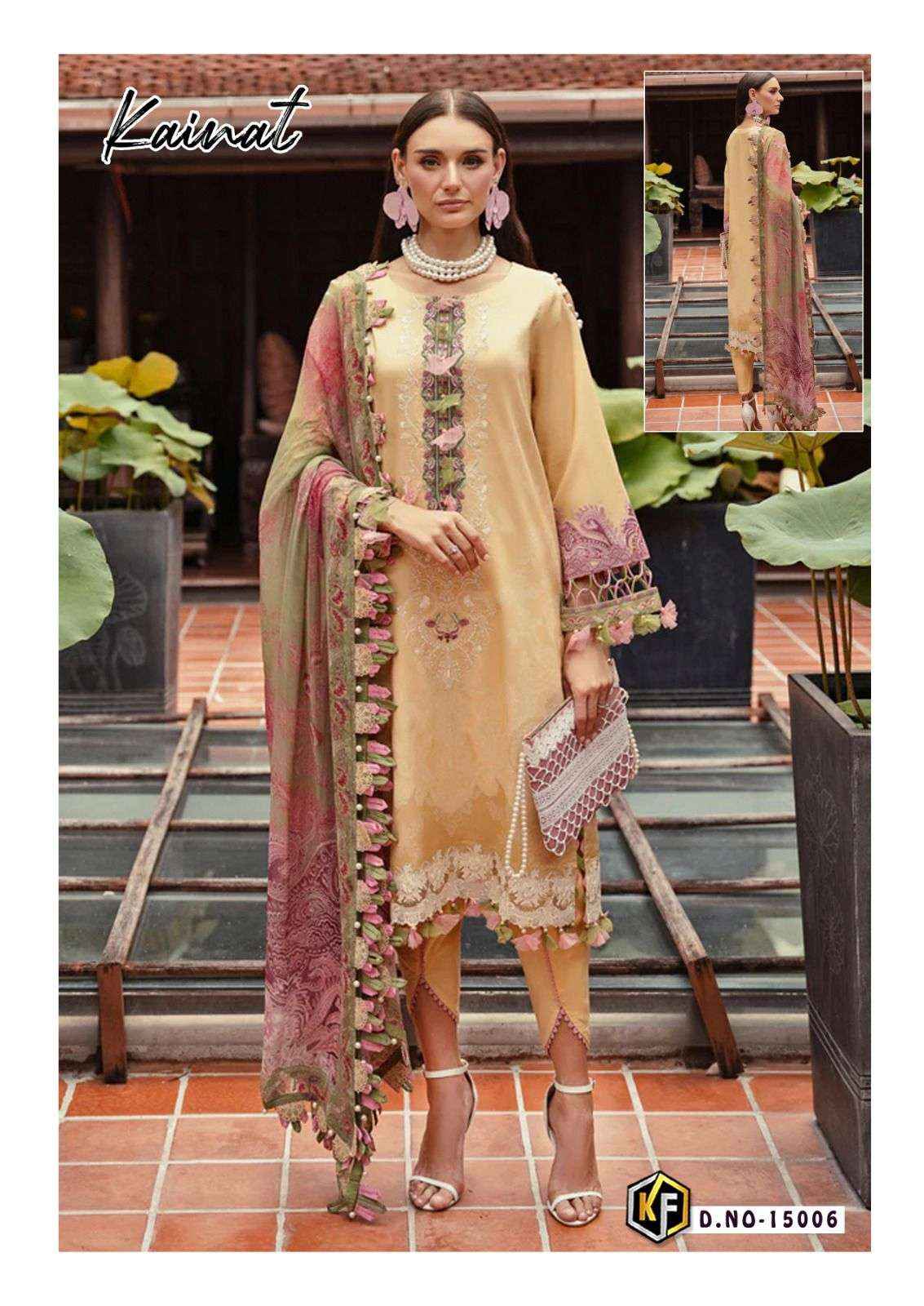 KEVAL FAB KAINAT VOL 15 LAWN COTTON PAKISTANI DRESS MATERIAL ( 6 PCS CATALOG )