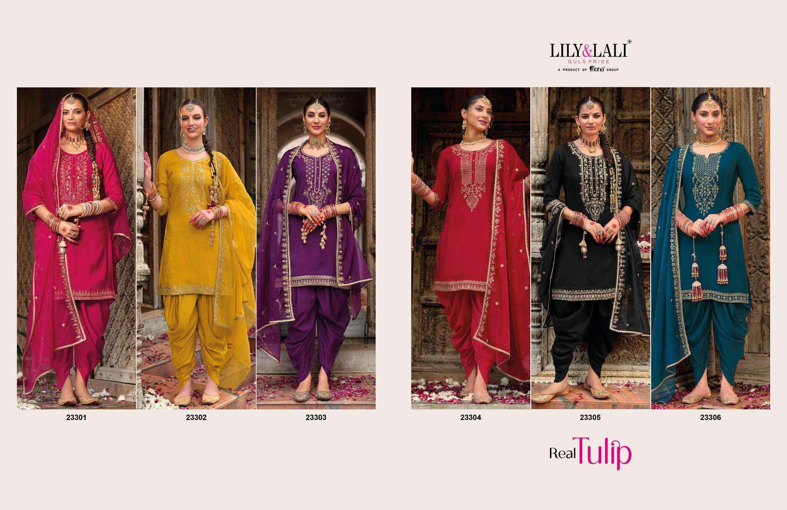 LILY AND LALI REAL TULIP VISCOSE JACQUARD DESIGNER FESTIVE WEAR SUIT ( 6 PCS CATALOG )