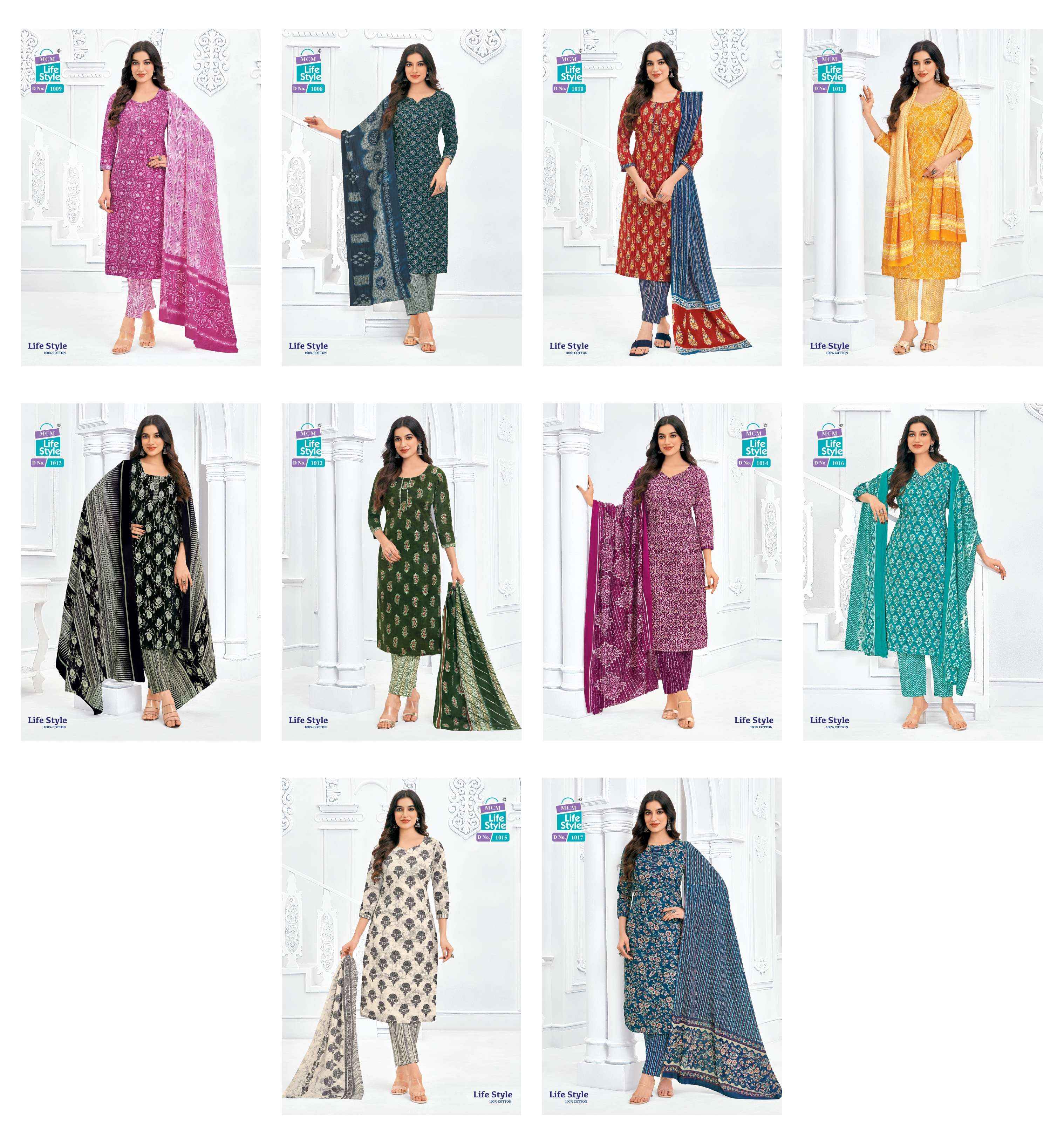 MCM LIFESTYLE VOL 10 PURE COTTON PRINT LADIES READYMADE SUIT ( 12 PCS CATALOG )