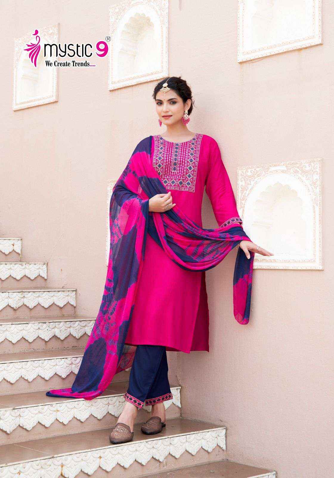 MYSTIC 9 JANKI VOL 1 RAYON STRAIGHT CUT READYMADE SUIT ( 8 PCS CATALOG )