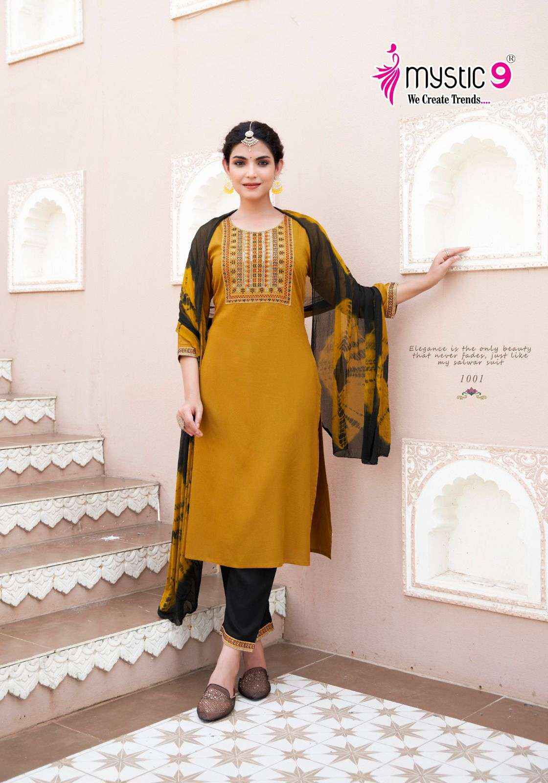 MYSTIC 9 JANKI VOL 1 RAYON STRAIGHT CUT READYMADE SUIT ( 8 PCS CATALOG )