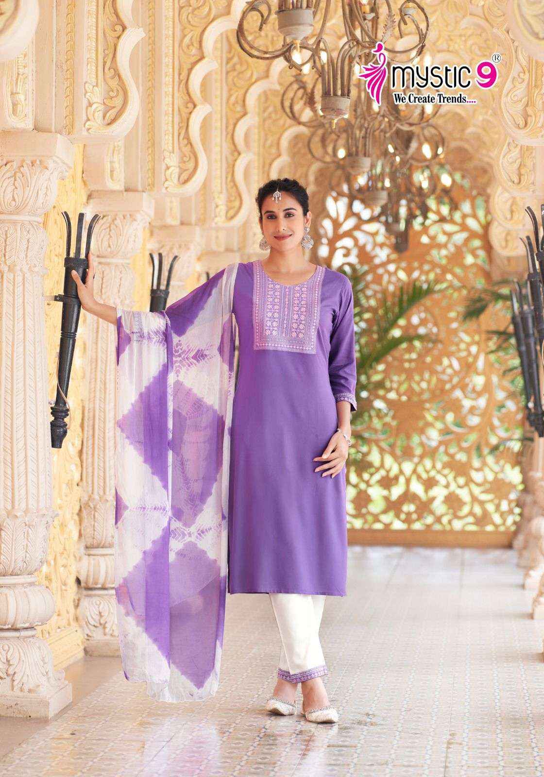 MYSTIC 9 JANKI VOL 1 RAYON STRAIGHT CUT READYMADE SUIT ( 8 PCS CATALOG )