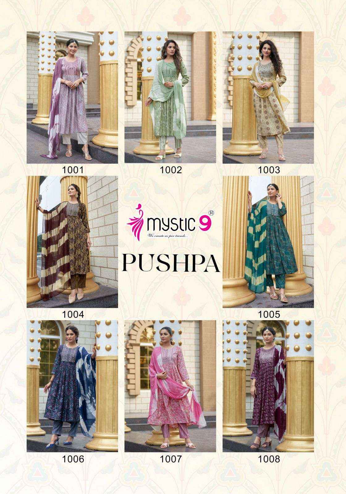 MYSTIC 9 PUSHPA VOL 1 UMBRELLA CUT PATTERN KURTI COMBO SET ( 8 PCS CATALOG )