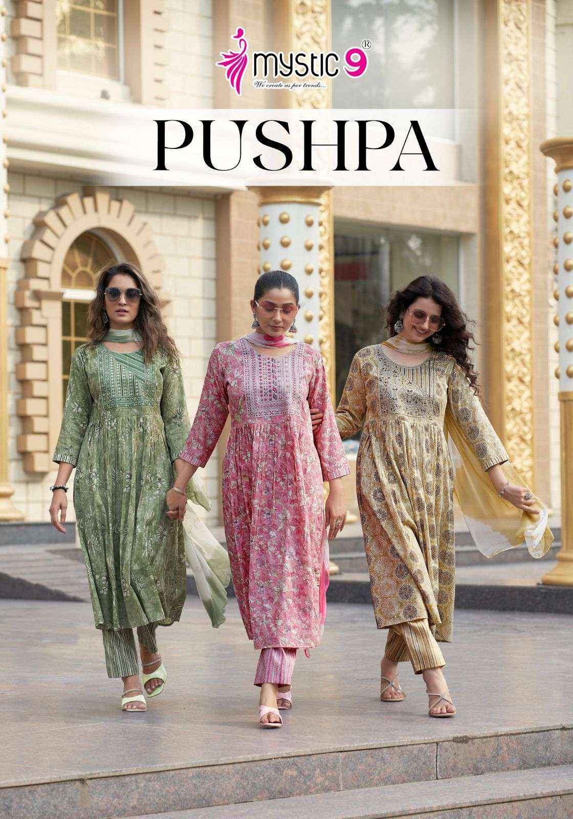 MYSTIC 9 PUSHPA VOL 1 UMBRELLA CUT PATTERN KURTI COMBO SET ( 8 PCS CATALOG )