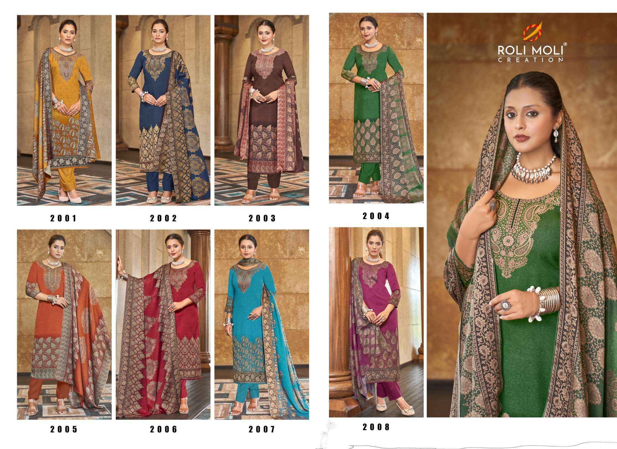 ROLI MOLI CREATION FAIZA PASHMINA DRESS MATERIAL ( 8 PCS CATALOG )