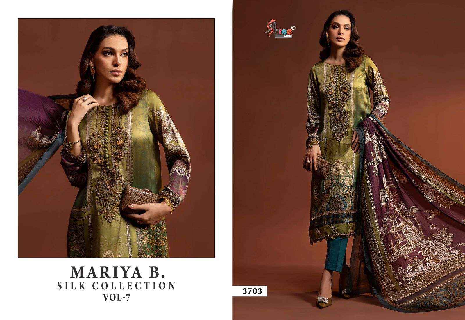 SHREE FABS MARIA B SILK COLECTION VOL-7 SATIN DESIGNER SALWAR KAMEEZ ( 3 PCS CATALOG )