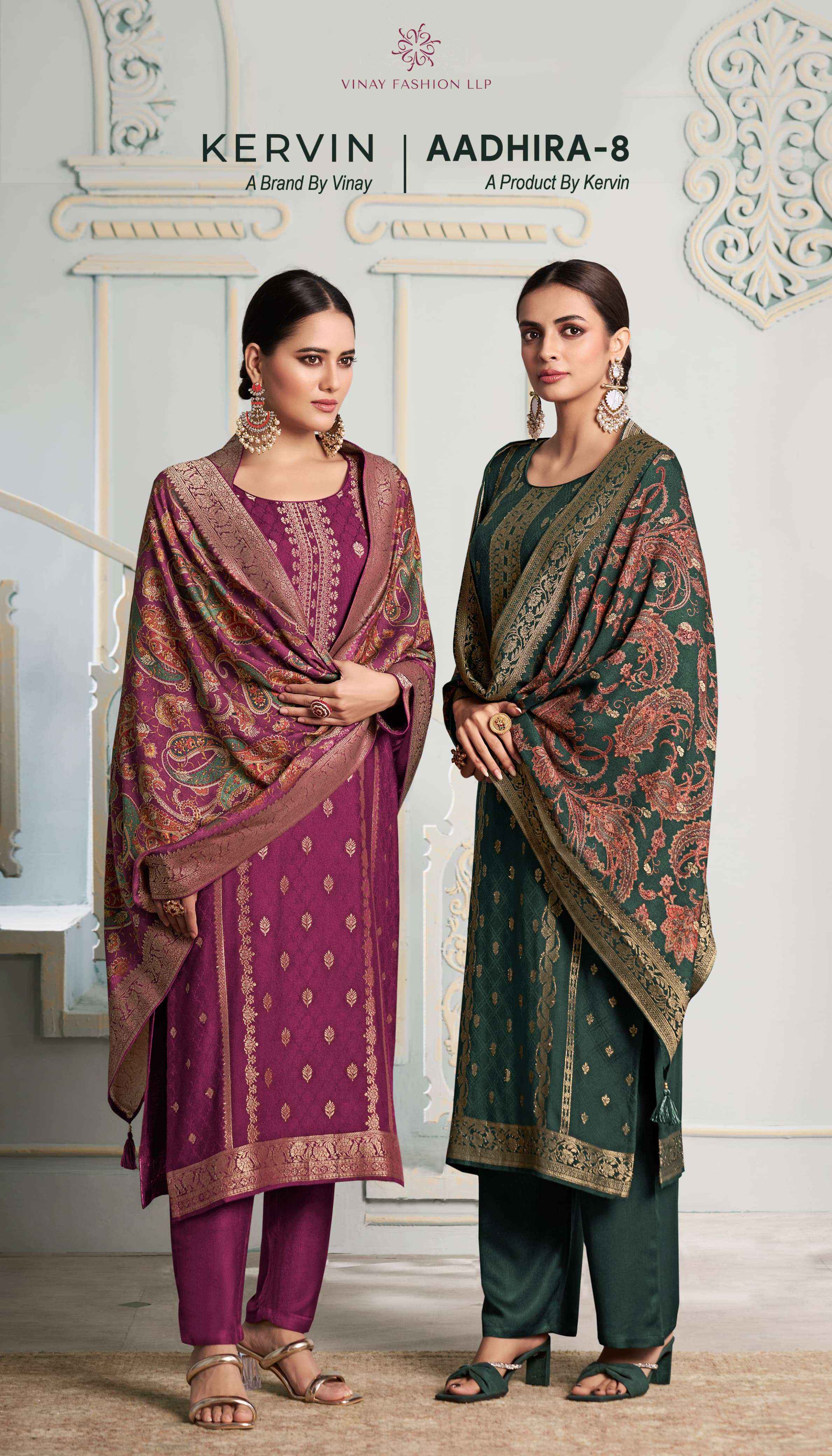 VINAY FASHION KERVIN AADHIRA VOL 8 PASHMINA JACQUARD DESIGNER SUIT ( 6 PCS CATALOG )