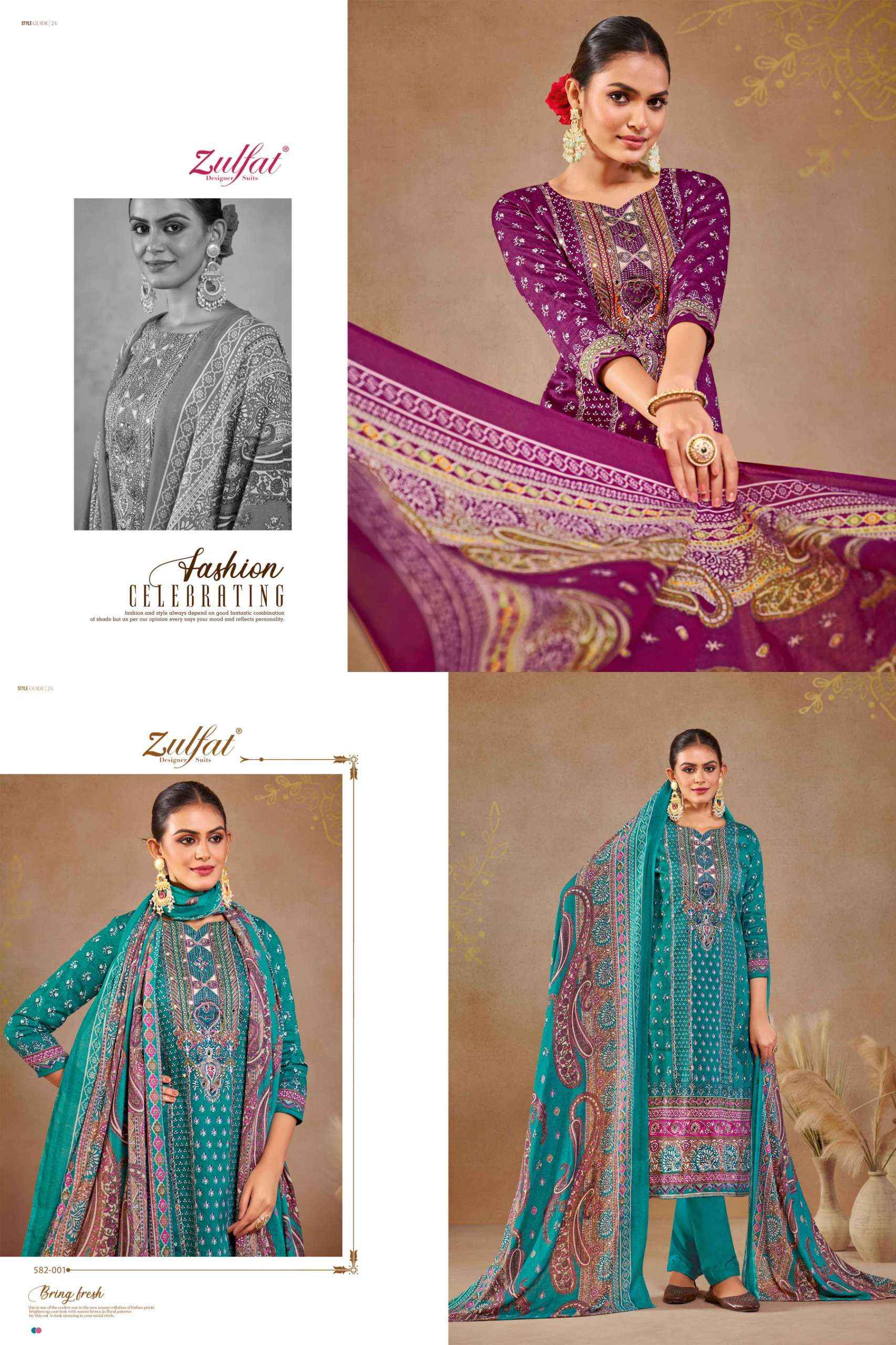 ZULFAT DESIGNER SAJNI JAM COTTON DRESS MATERIAL ( 6 PCS CATALOG )