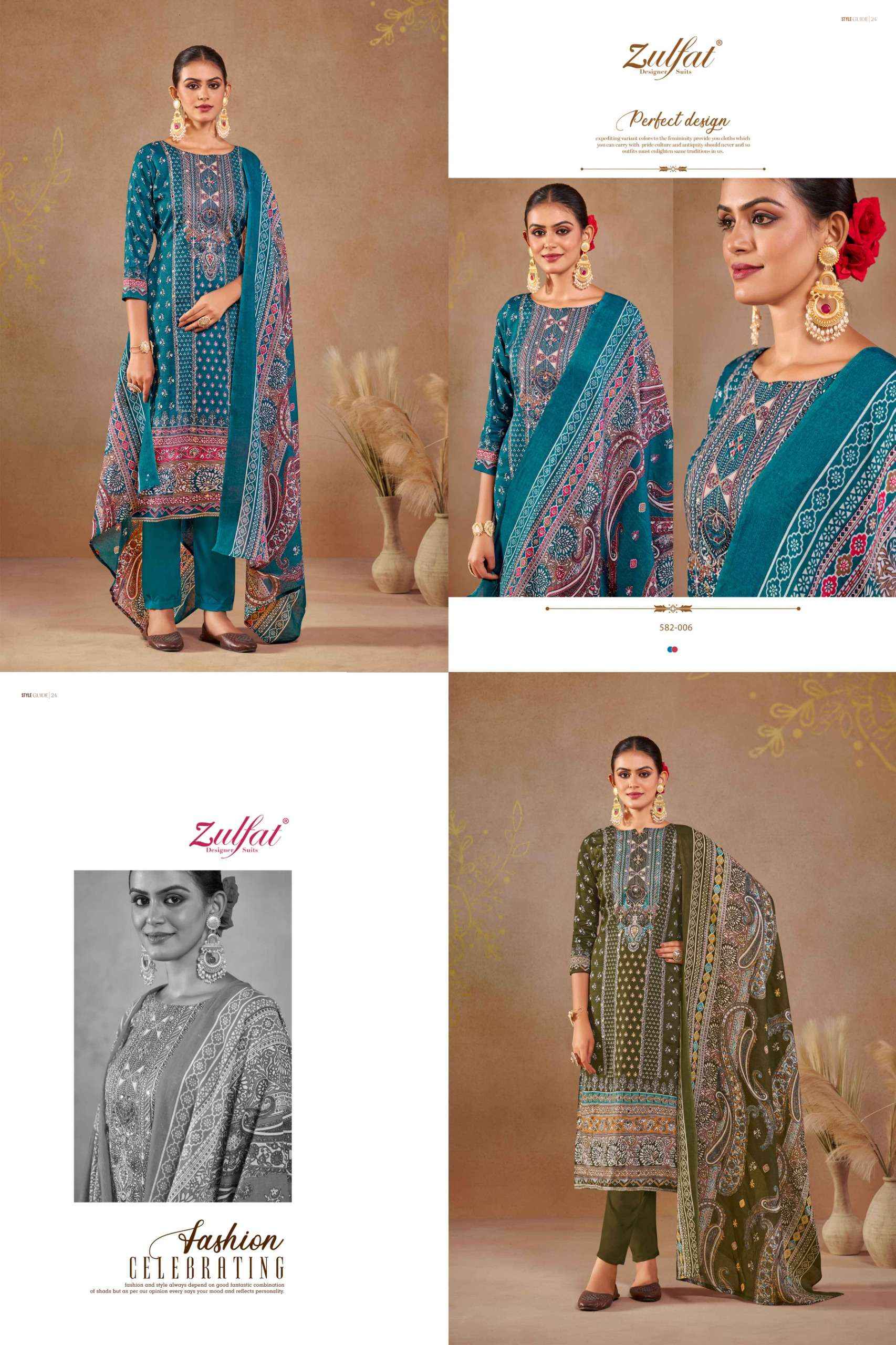 ZULFAT DESIGNER SAJNI JAM COTTON DRESS MATERIAL ( 6 PCS CATALOG )