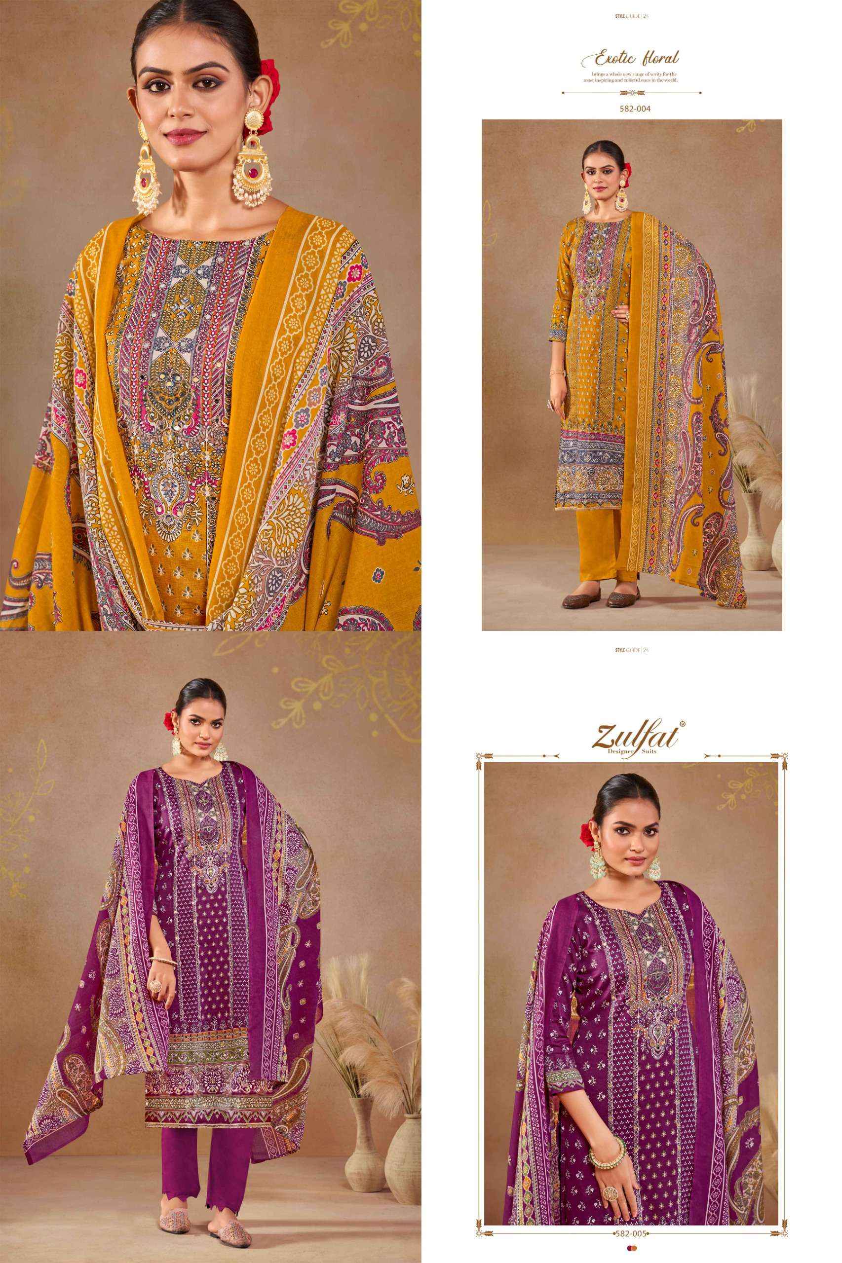 ZULFAT DESIGNER SAJNI JAM COTTON DRESS MATERIAL ( 6 PCS CATALOG )