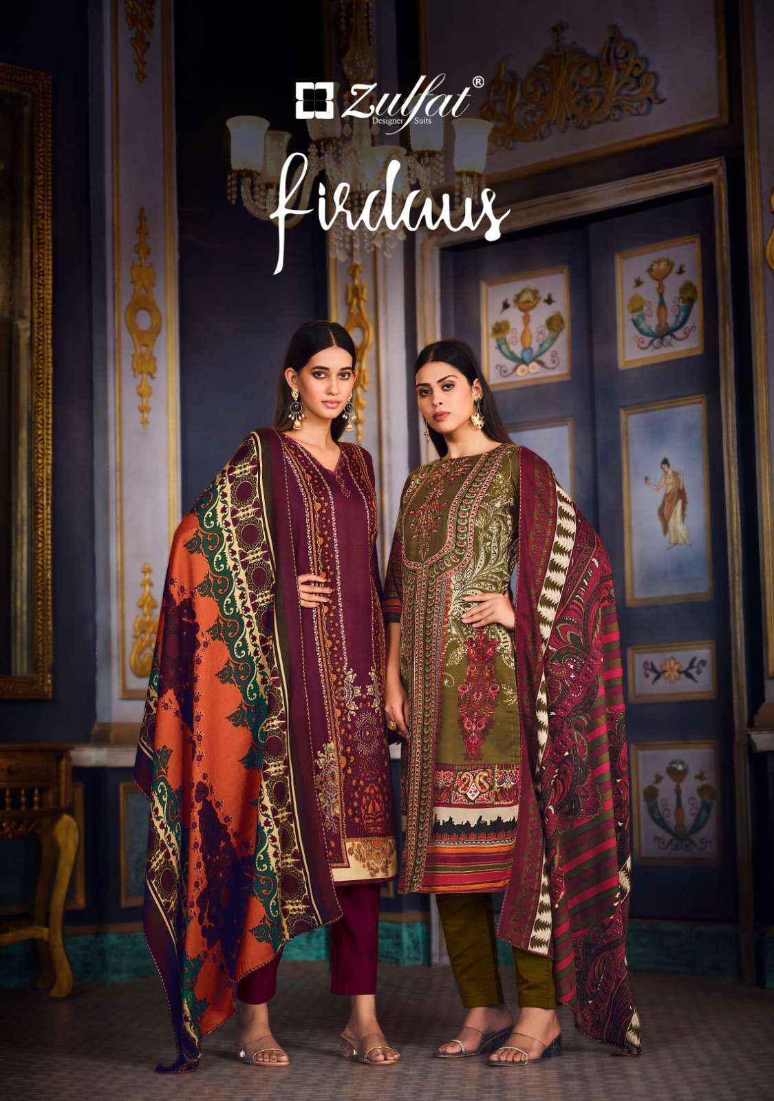 ZULFAT DESIGNER SUITS FIRDAUS PASHMINA DIGITAL PRINT SUIT ( 10 PCS CATALOG )