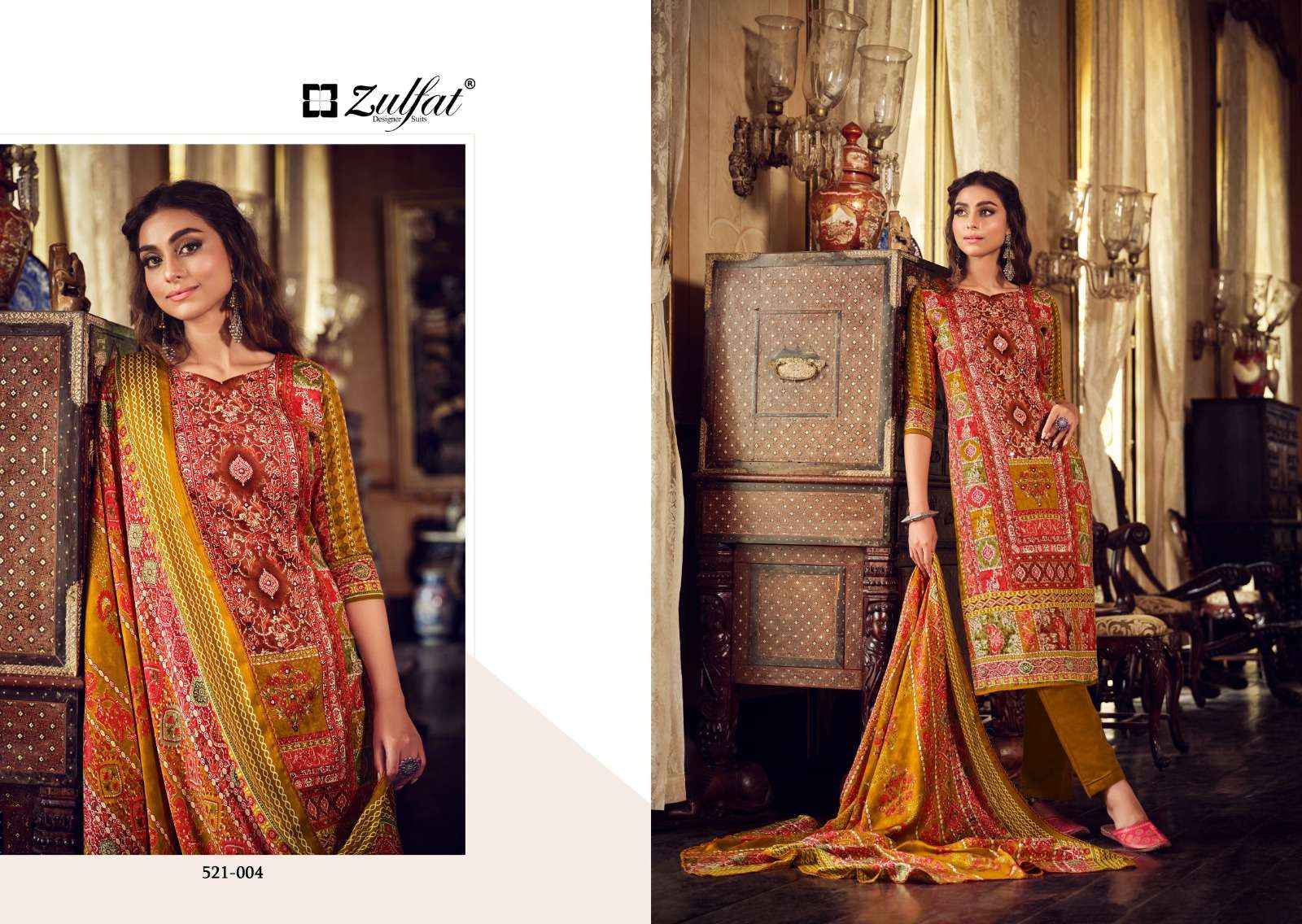 ZULFAT DESIGNER SUITS REHNUMA WOOLEN PASHMINA DIGITAL PRINT SUIT ( 8 PCS CATALOG )