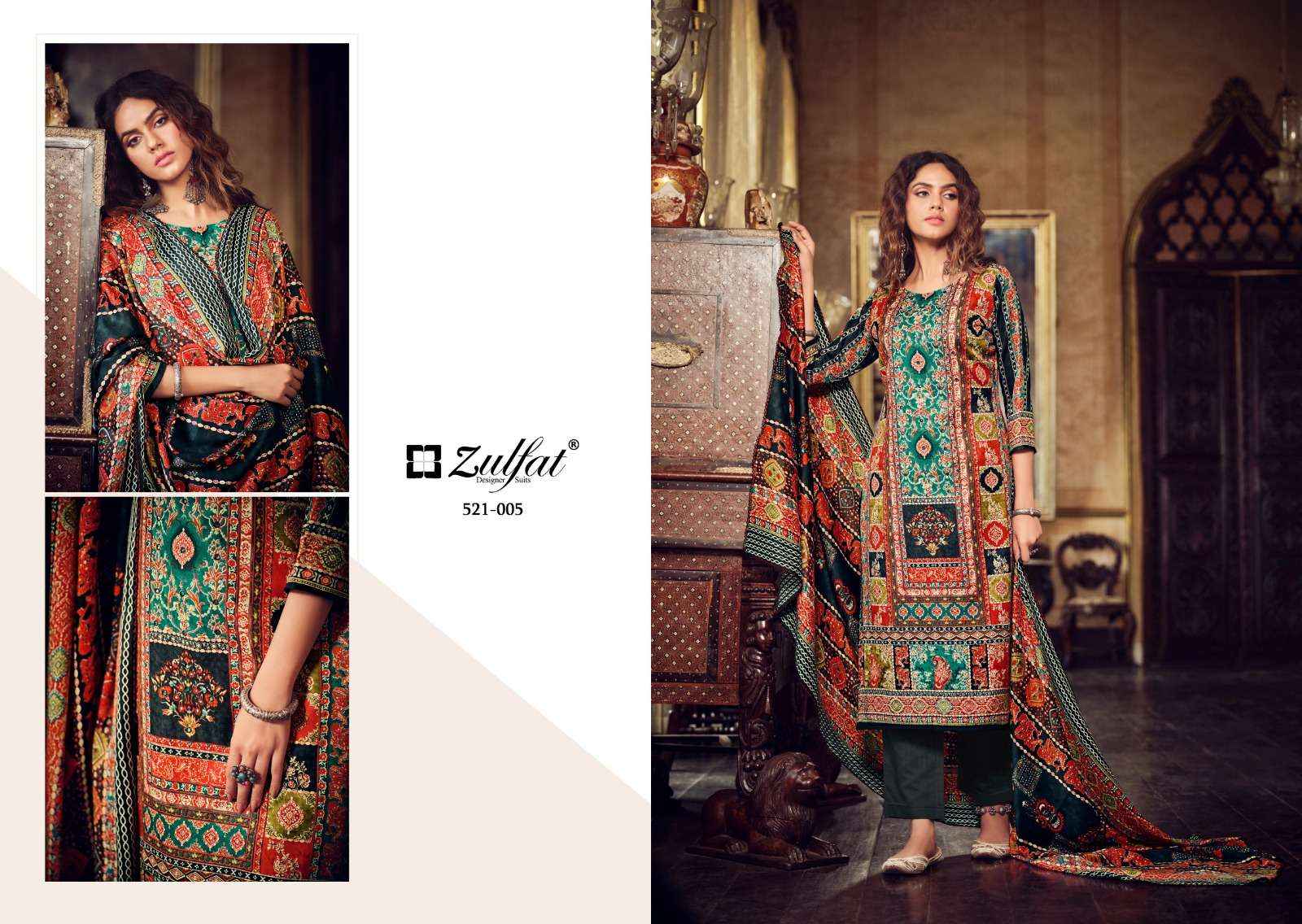 ZULFAT DESIGNER SUITS REHNUMA WOOLEN PASHMINA DIGITAL PRINT SUIT ( 8 PCS CATALOG )