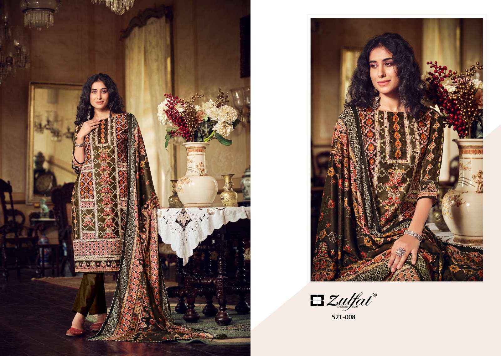 ZULFAT DESIGNER SUITS REHNUMA WOOLEN PASHMINA DIGITAL PRINT SUIT ( 8 PCS CATALOG )