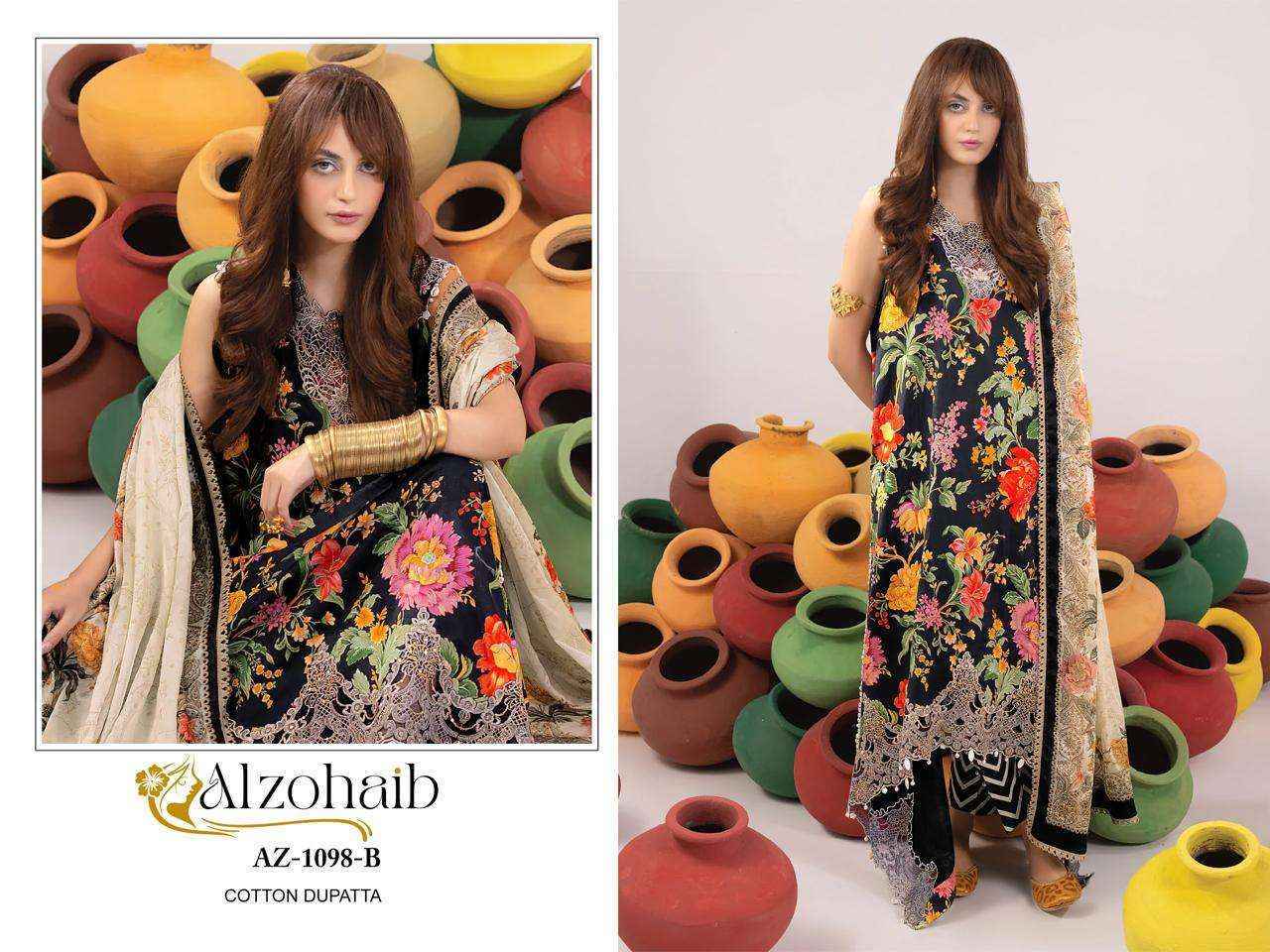 Al Zohaib Az 1098 Colors Pakistani Unstitch Pakistani Suits ( 3 Pcs Catalog )