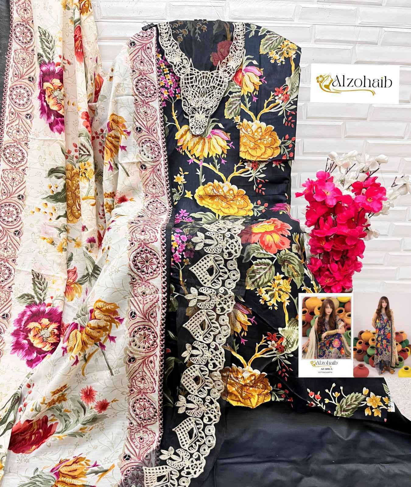 Al Zohaib Az 1098 Colors Pakistani Unstitch Pakistani Suits ( 3 Pcs Catalog )