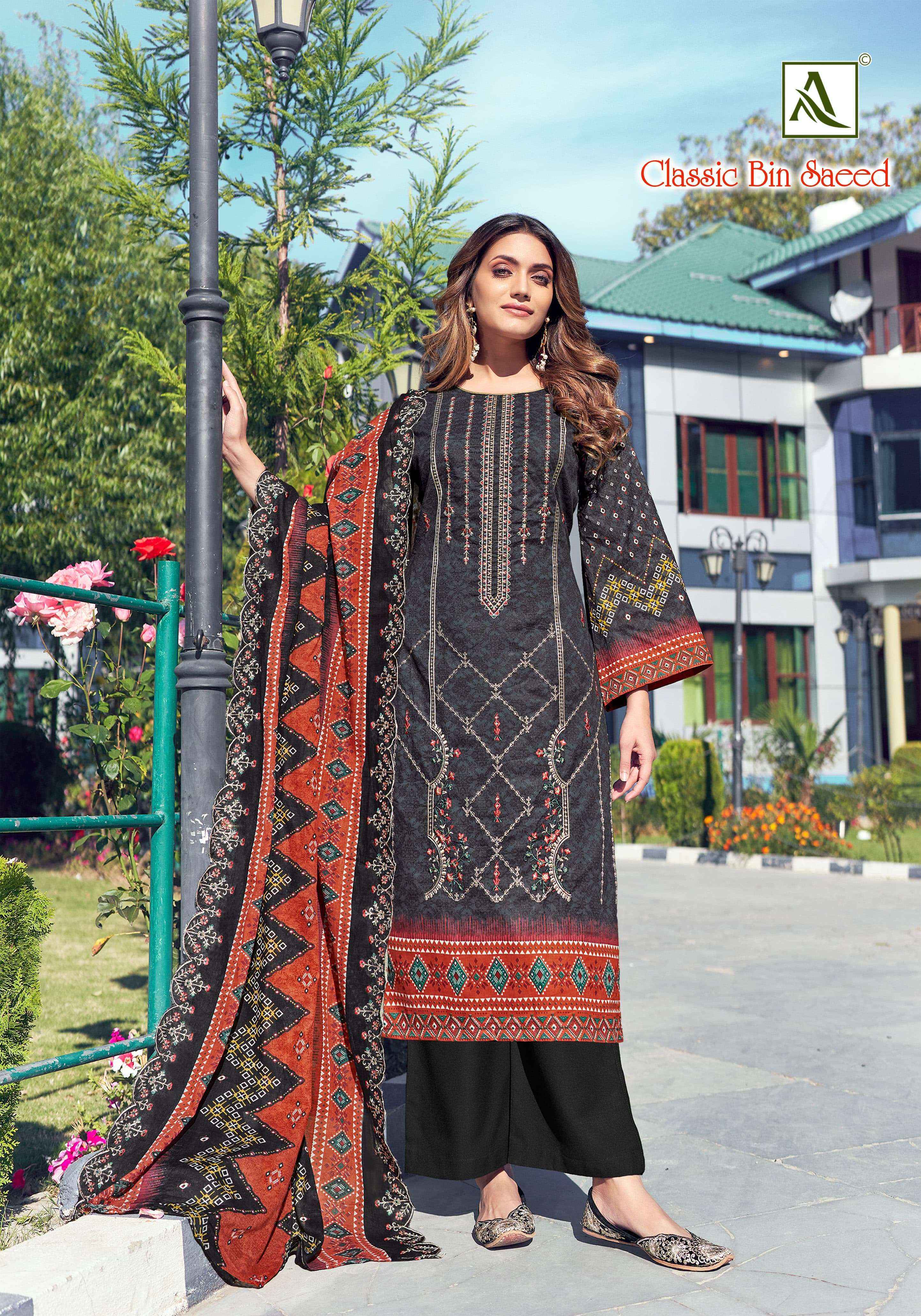 ALOK CLASSIC BIN SAEED COTTON SALWAR KAMEEZ WHOLESALE PRICE ( 8 PCS CATALOG )