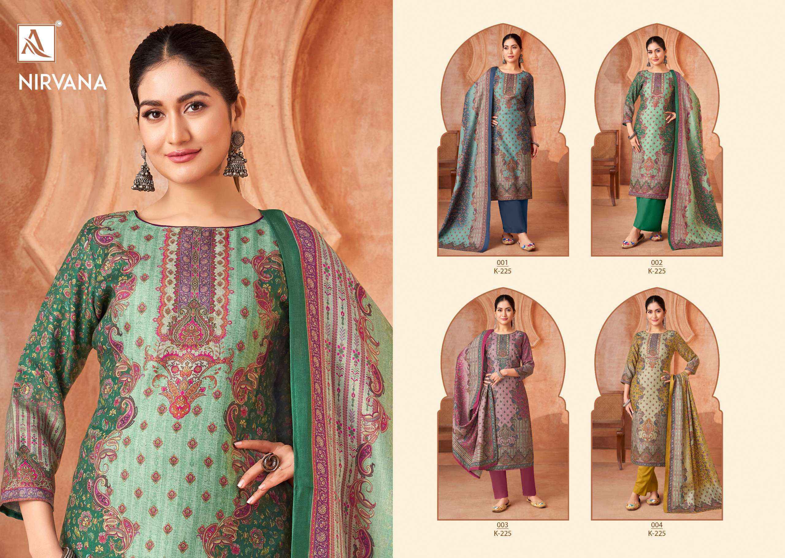 Alok Suit Nirvana Viscose Wholesale Pashmina Salwar Kameez ( 4 pcs Catalogue }