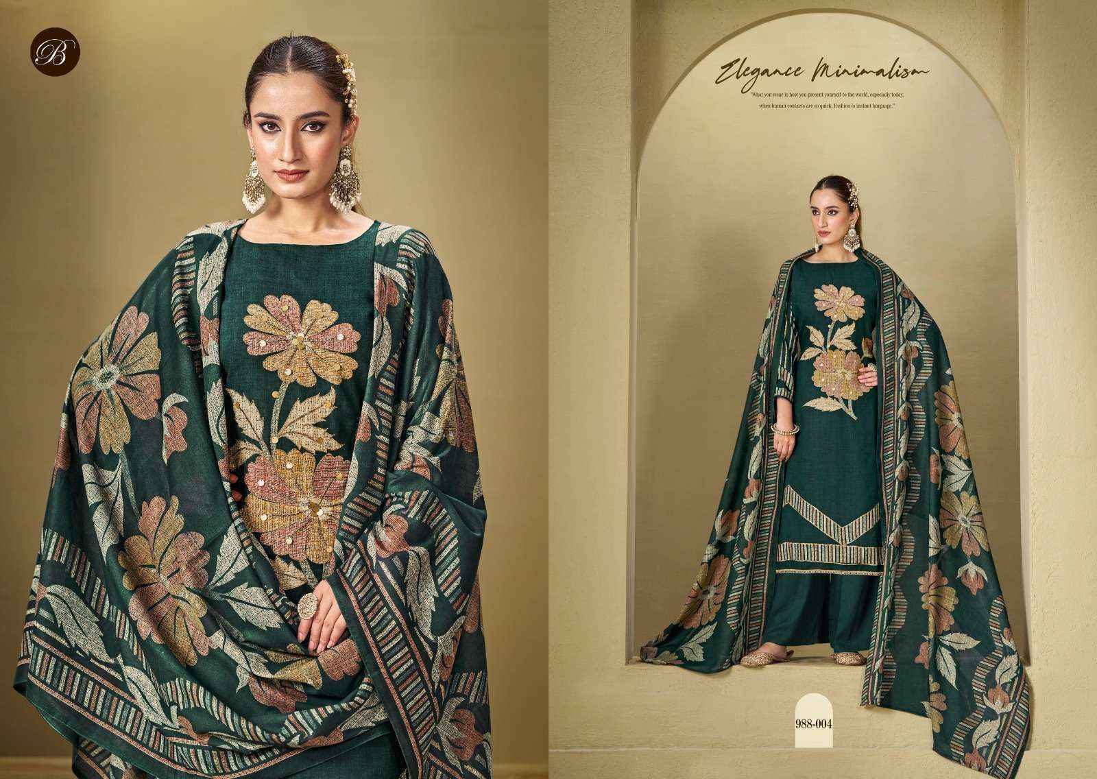 BELLIZA DESIGNER MANZIL VISCOSE DRESS MATERIAL WHOLESALE ( 4 PCS CATALOG )