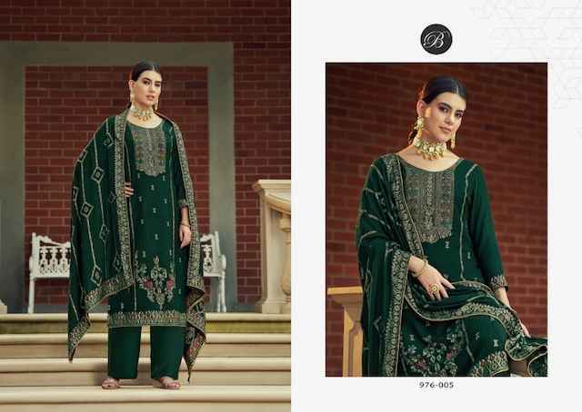 Belliza Nazakat Viscouse Pashmina Salwar Kameez, Surat Wholesale Kapda Market ( 6 Pcs Catalog )